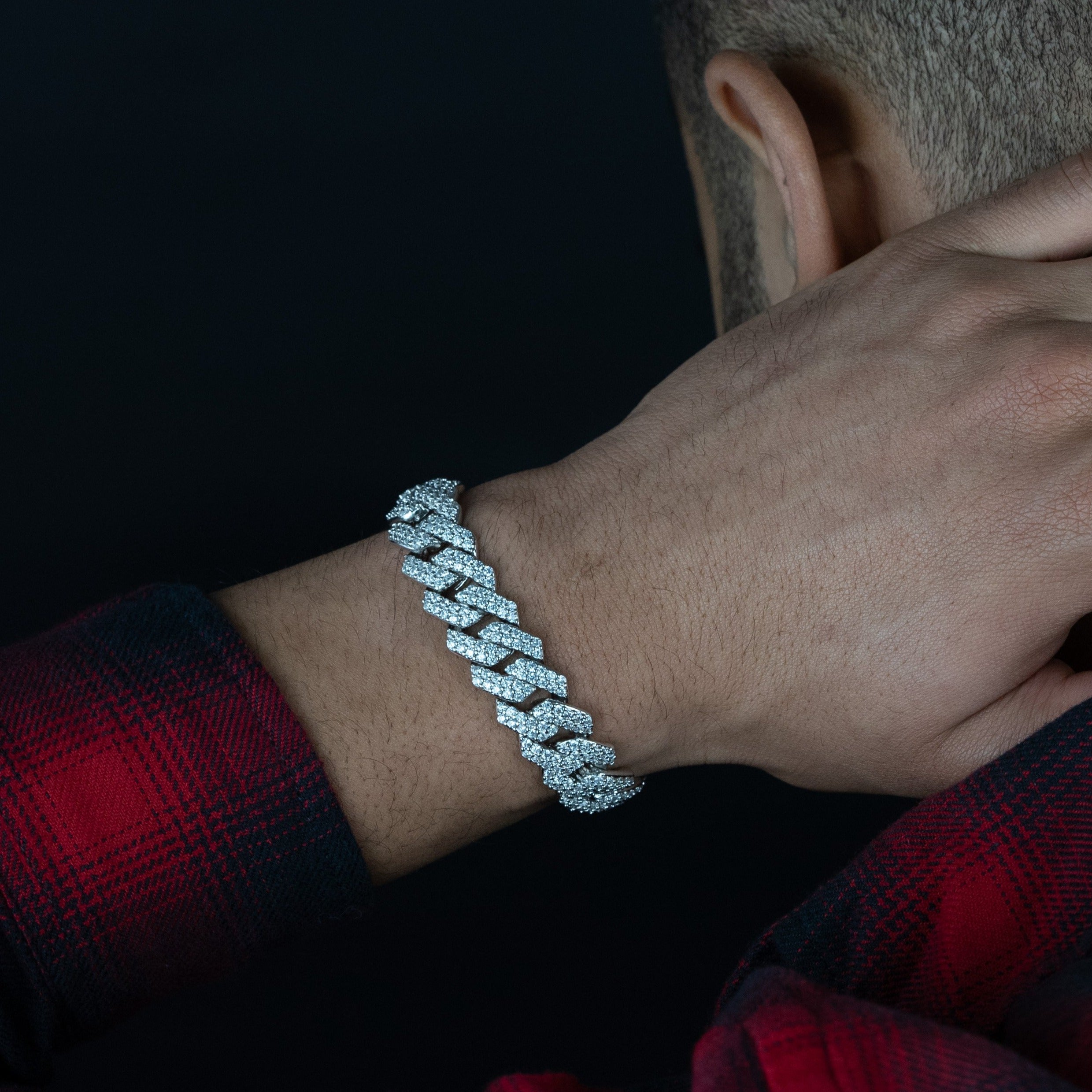 14mm Silver Prong Cuban Bracelet