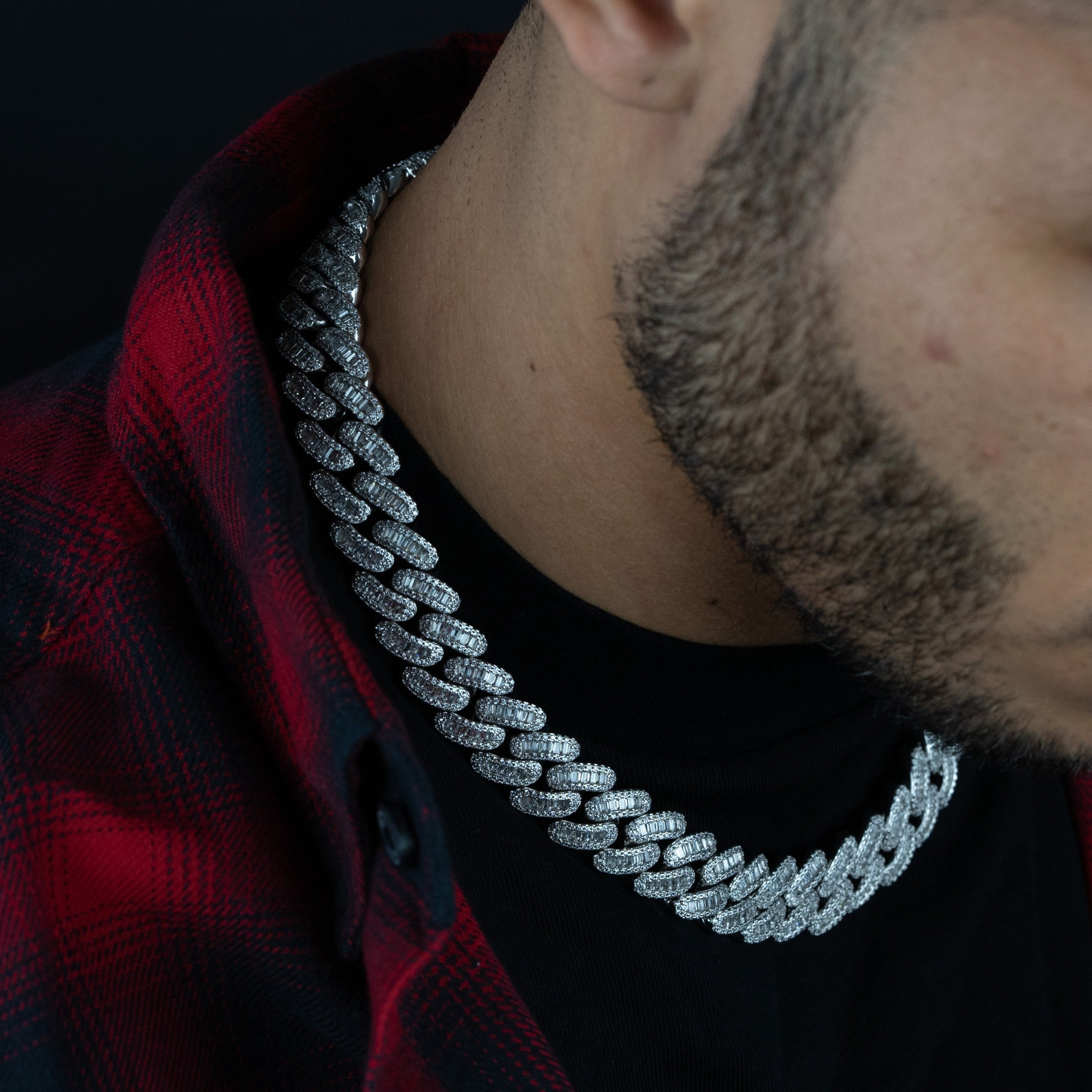 16mm Silver Baguette Cuban Chain