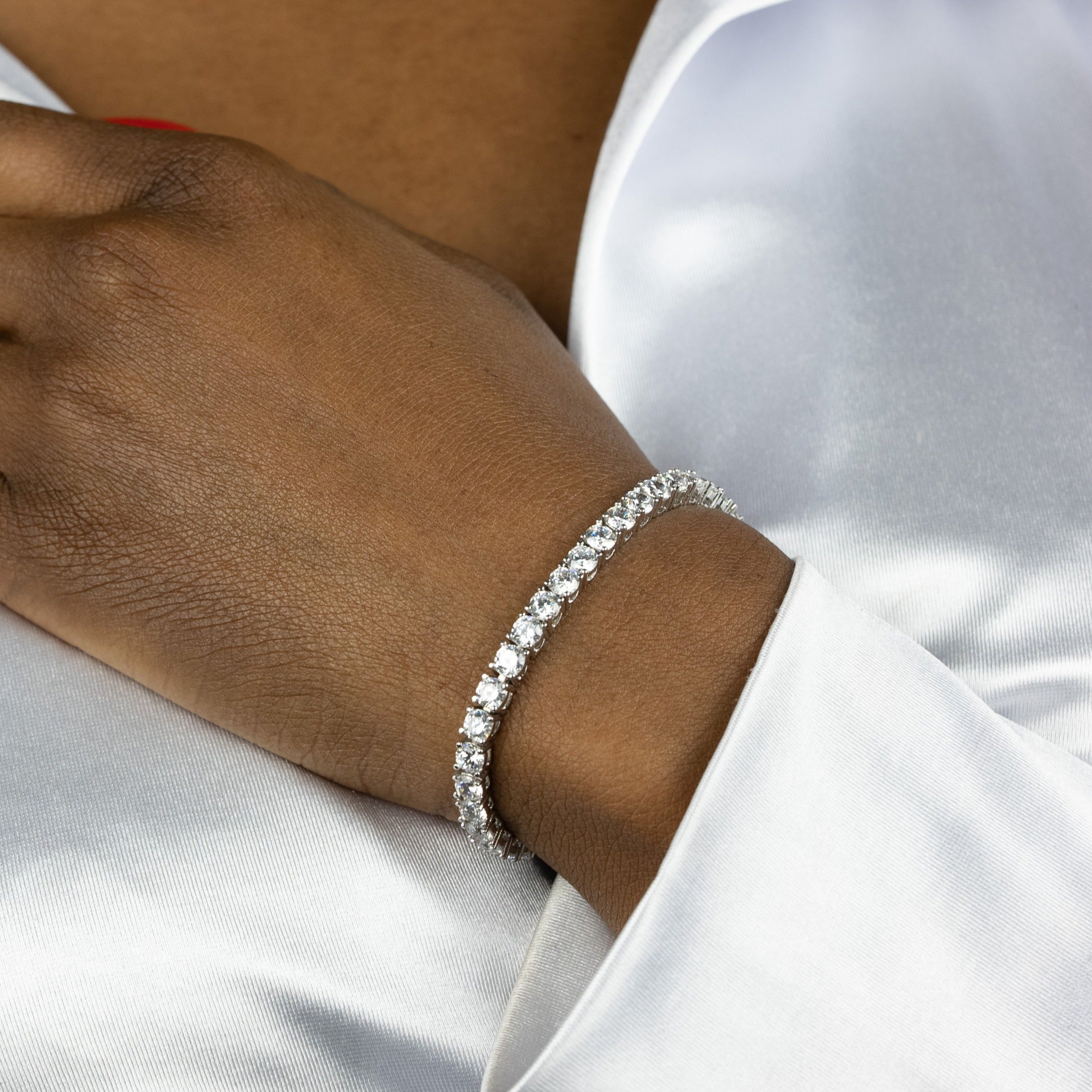 4mm Round Silver Tennis Bracelet