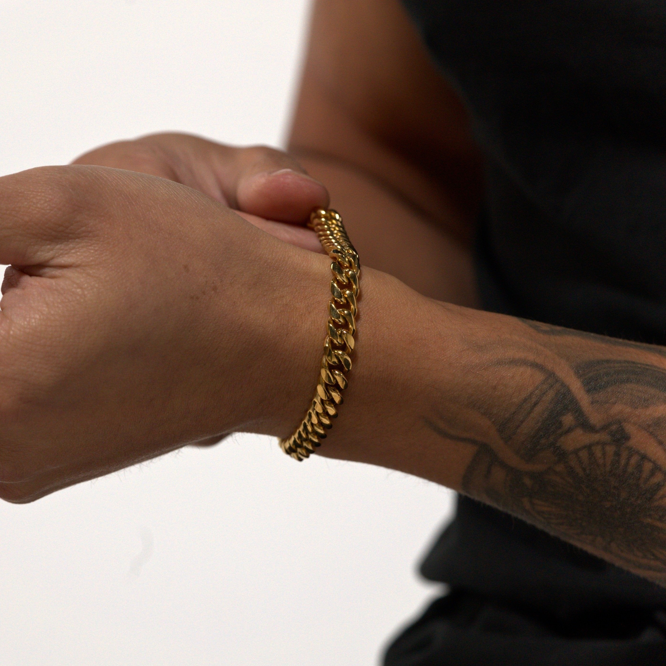 8mm Gold Cuban Bracelet Stainless Steel