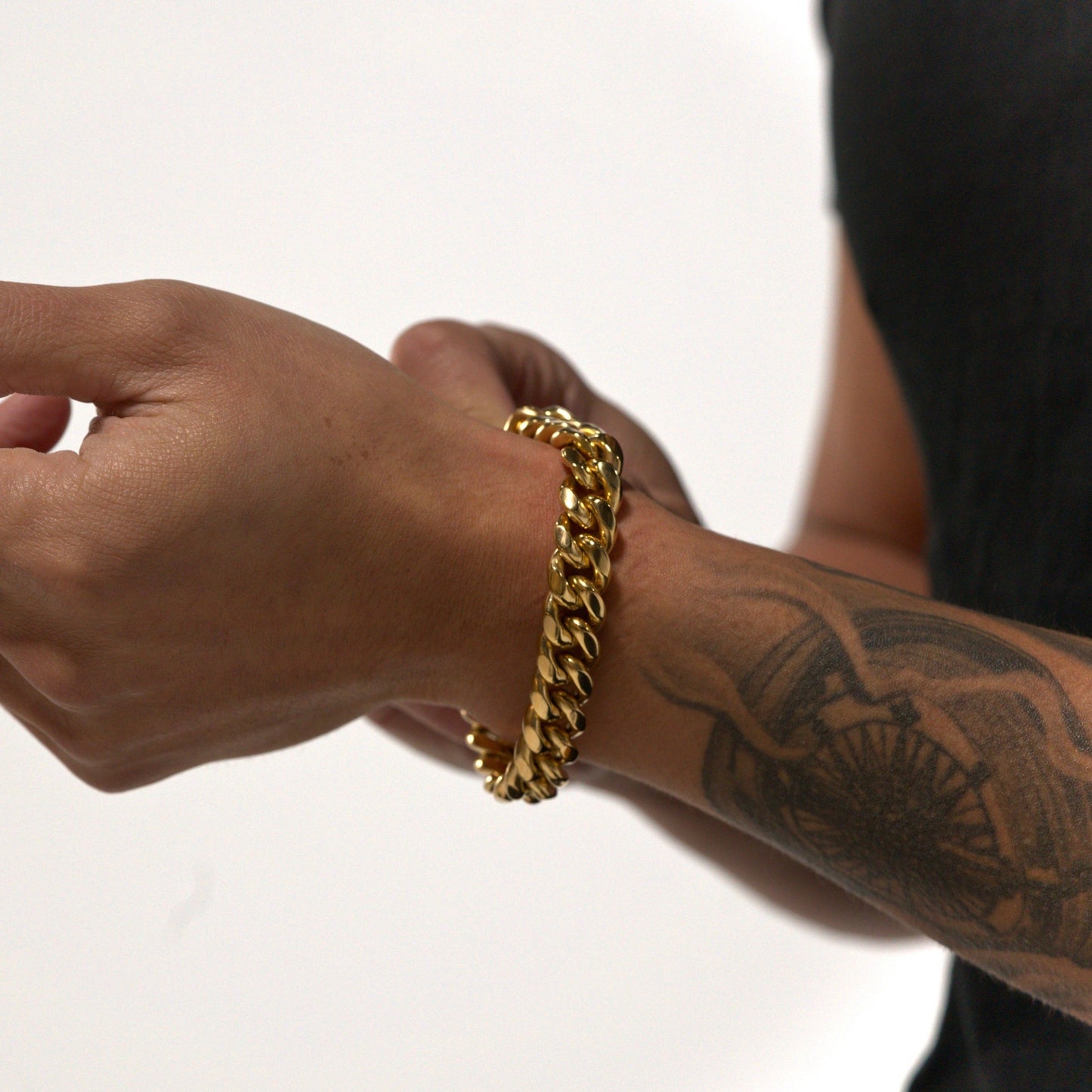 12mm Gold Cuban Bracelet Stainless Steel