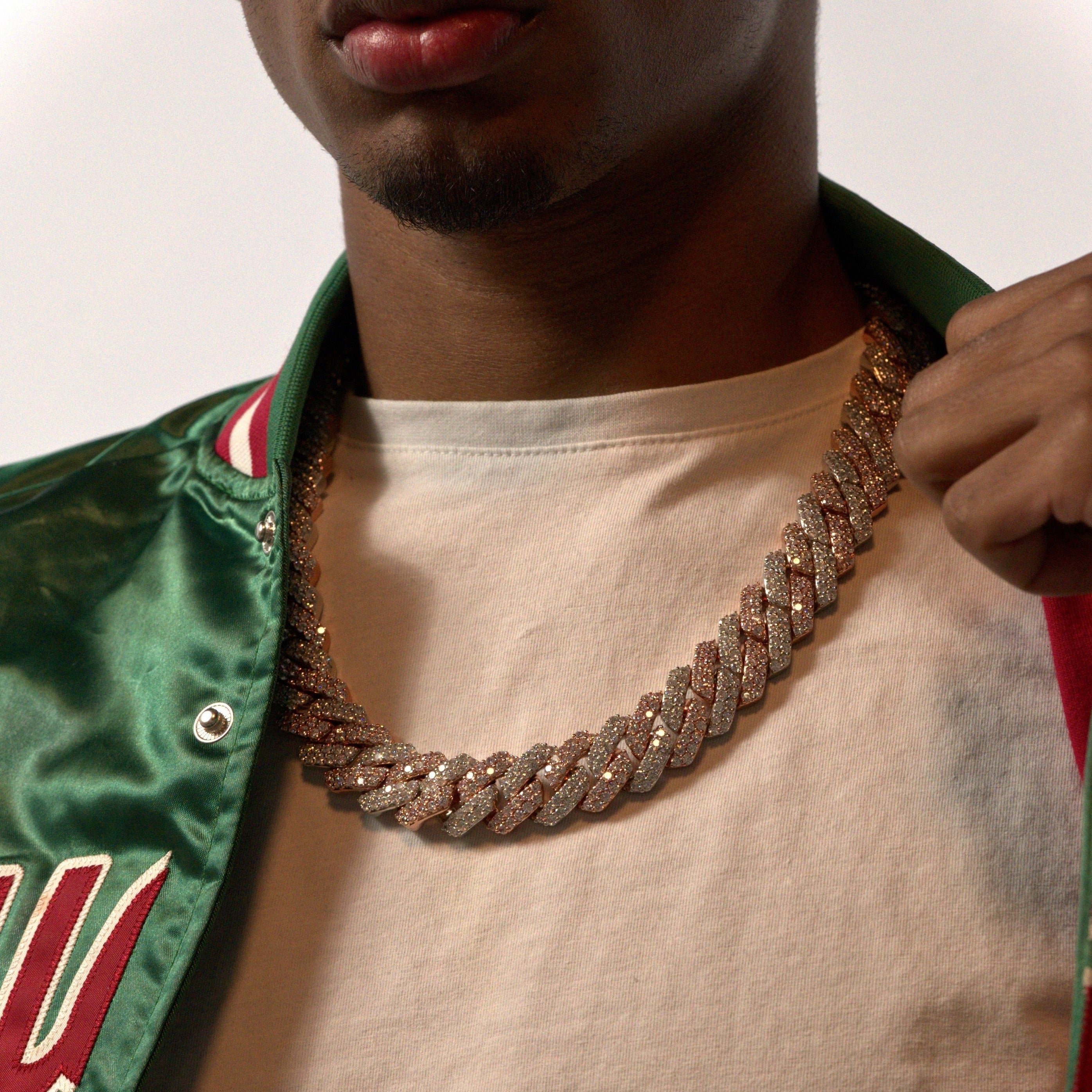 2-Tone Rose and Silver 19mm Prong Chain