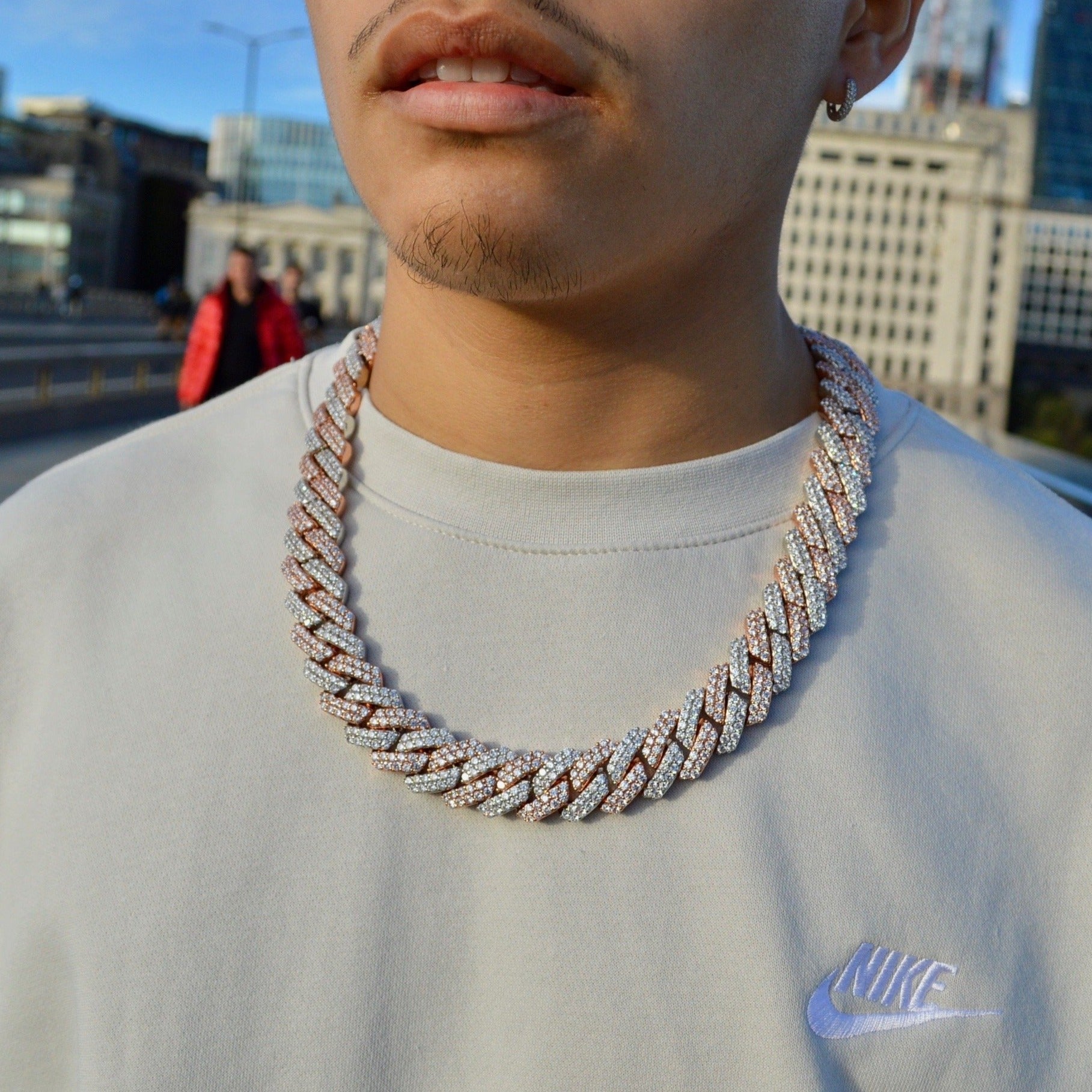 2-Tone Rose and Silver 19mm Prong Chain