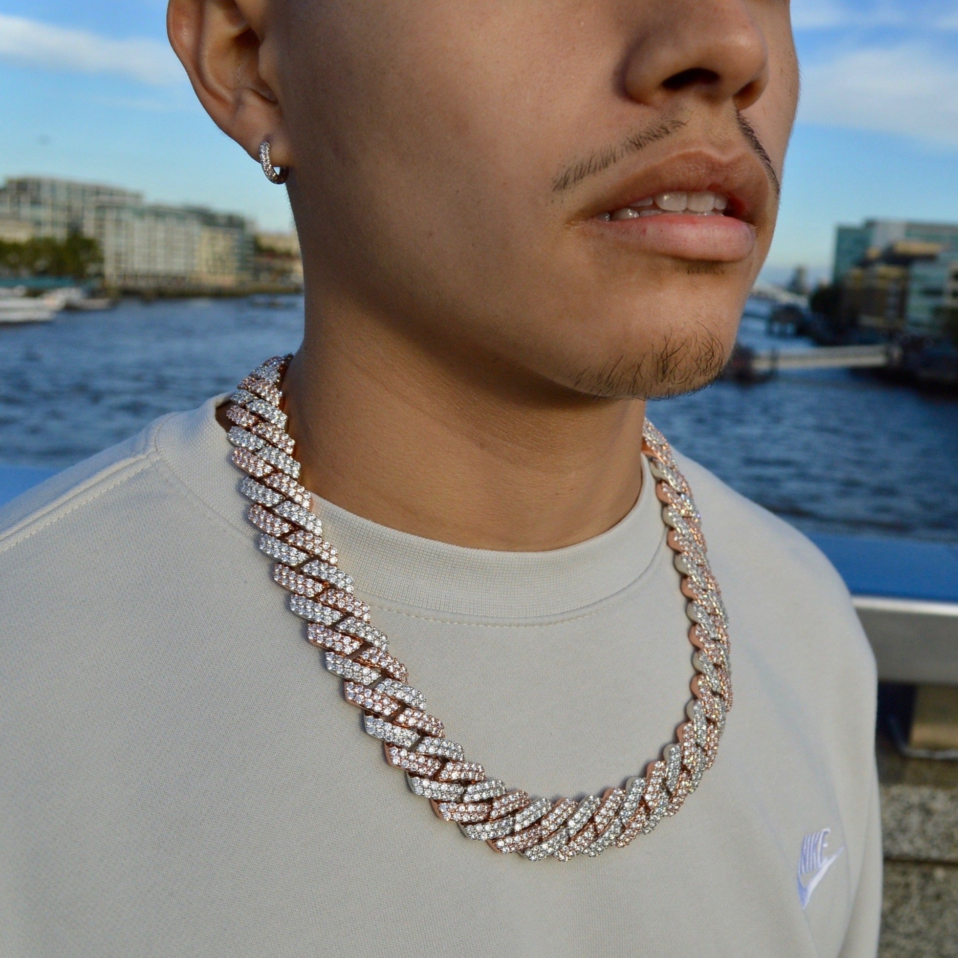 2-Tone Rose and Silver 19mm Prong Chain