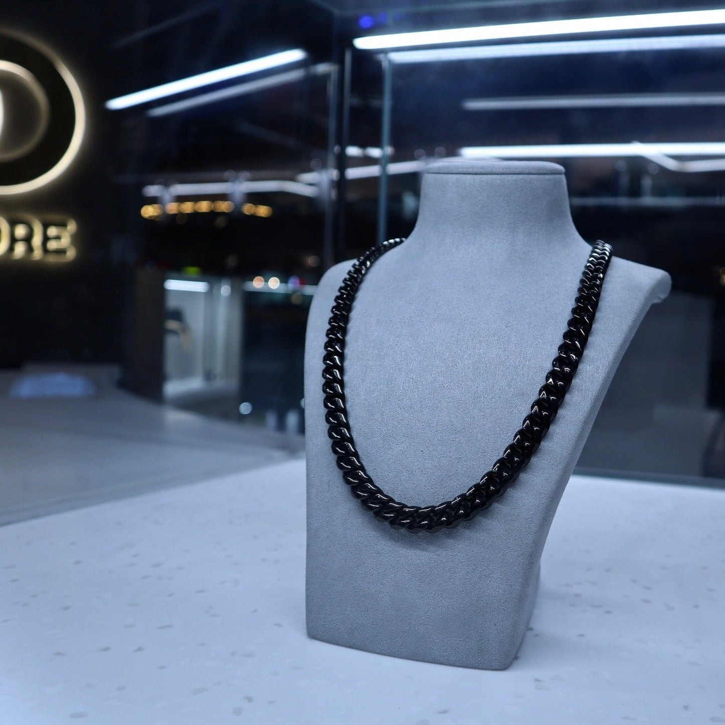 12mm Black Plain Cuban Curb Chain