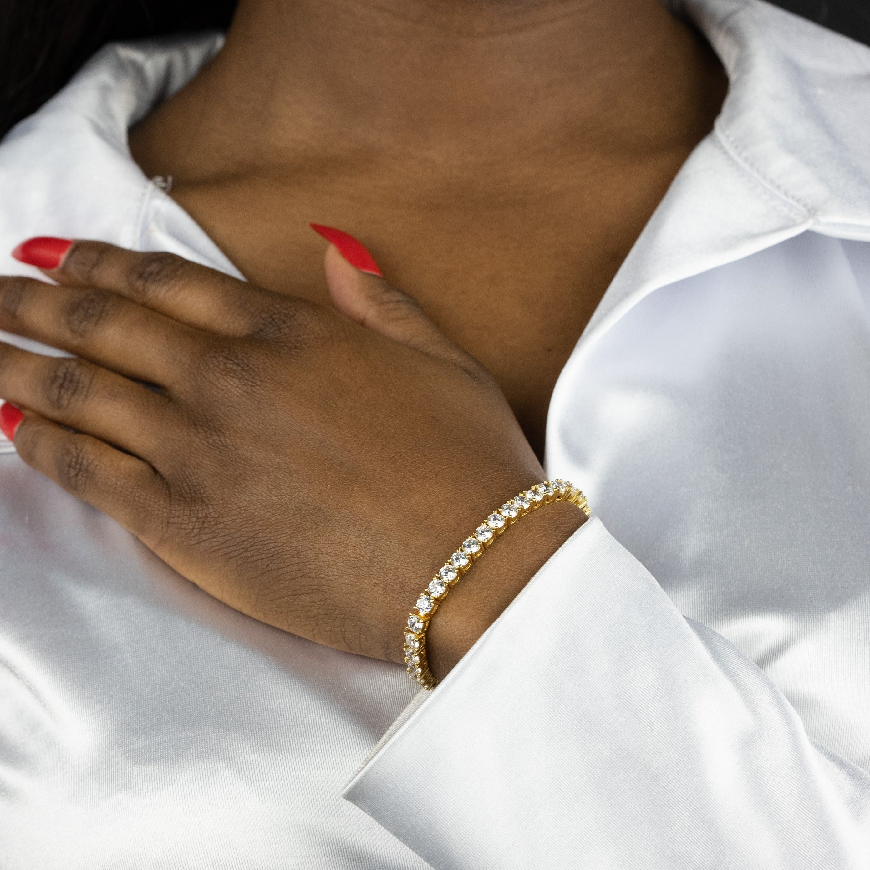 4mm Round Gold Tennis Bracelet