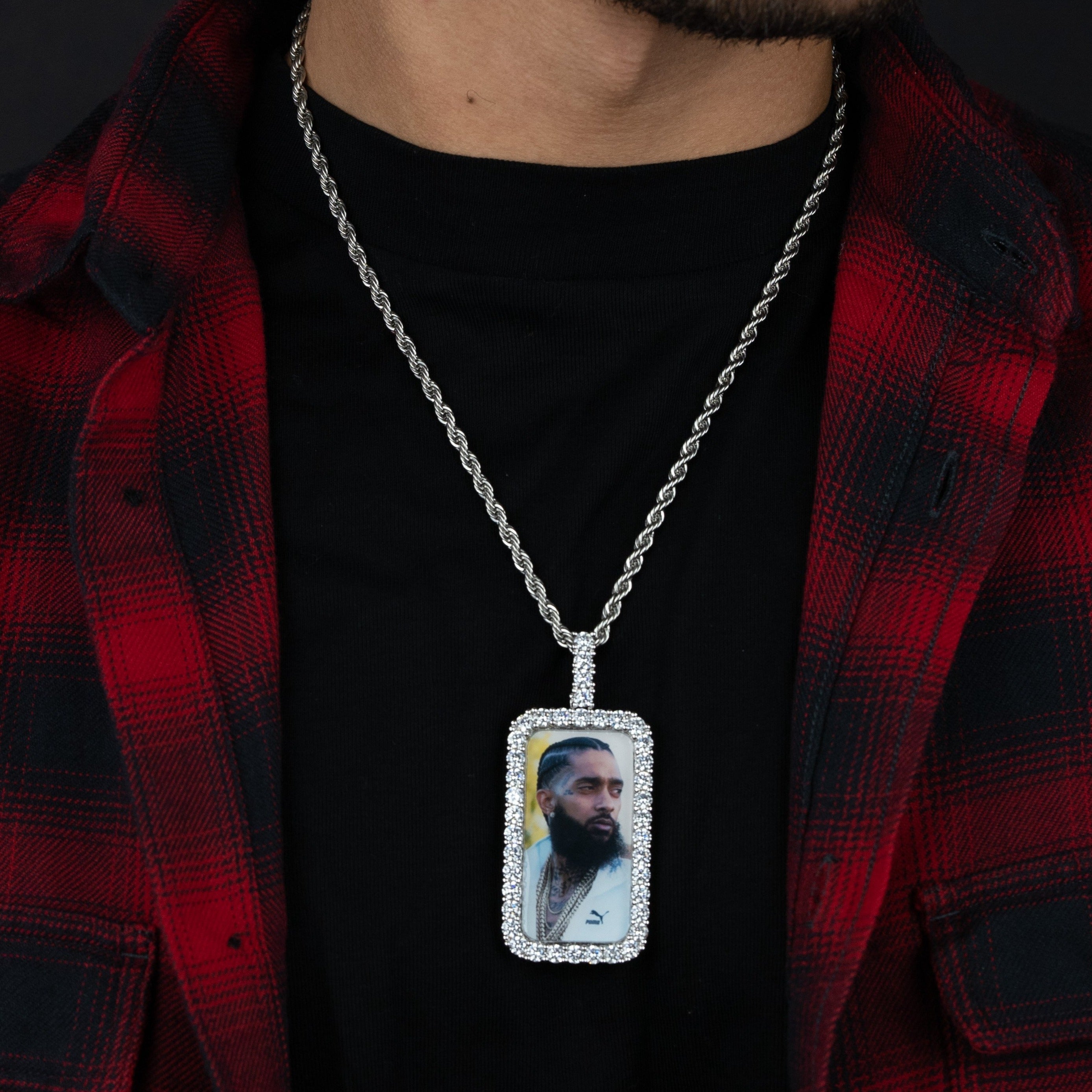 Rectangle Shape Diamond Memorial Pendant