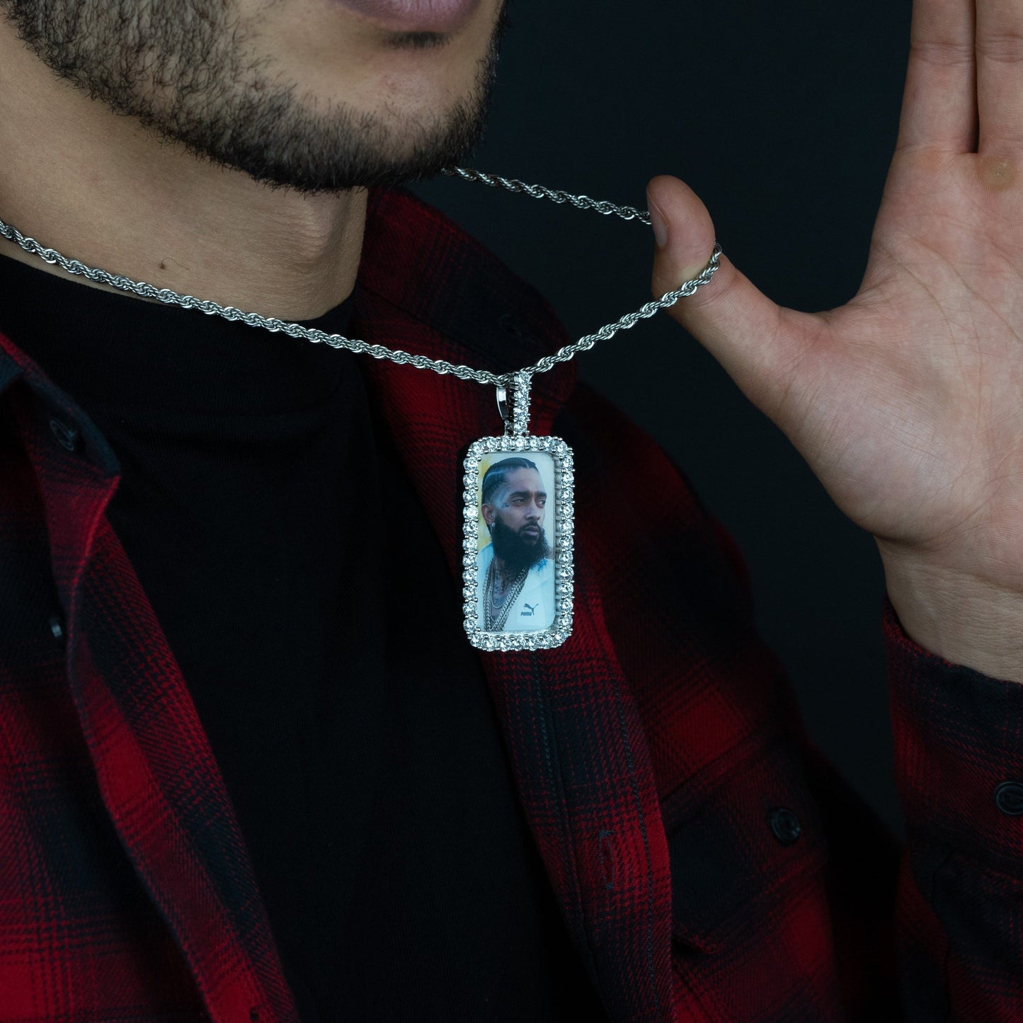 Rectangle Shape Diamond Memorial Pendant