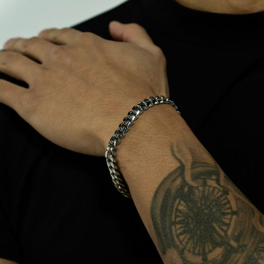 8mm Silver Cuban Bracelet Stainless Steel