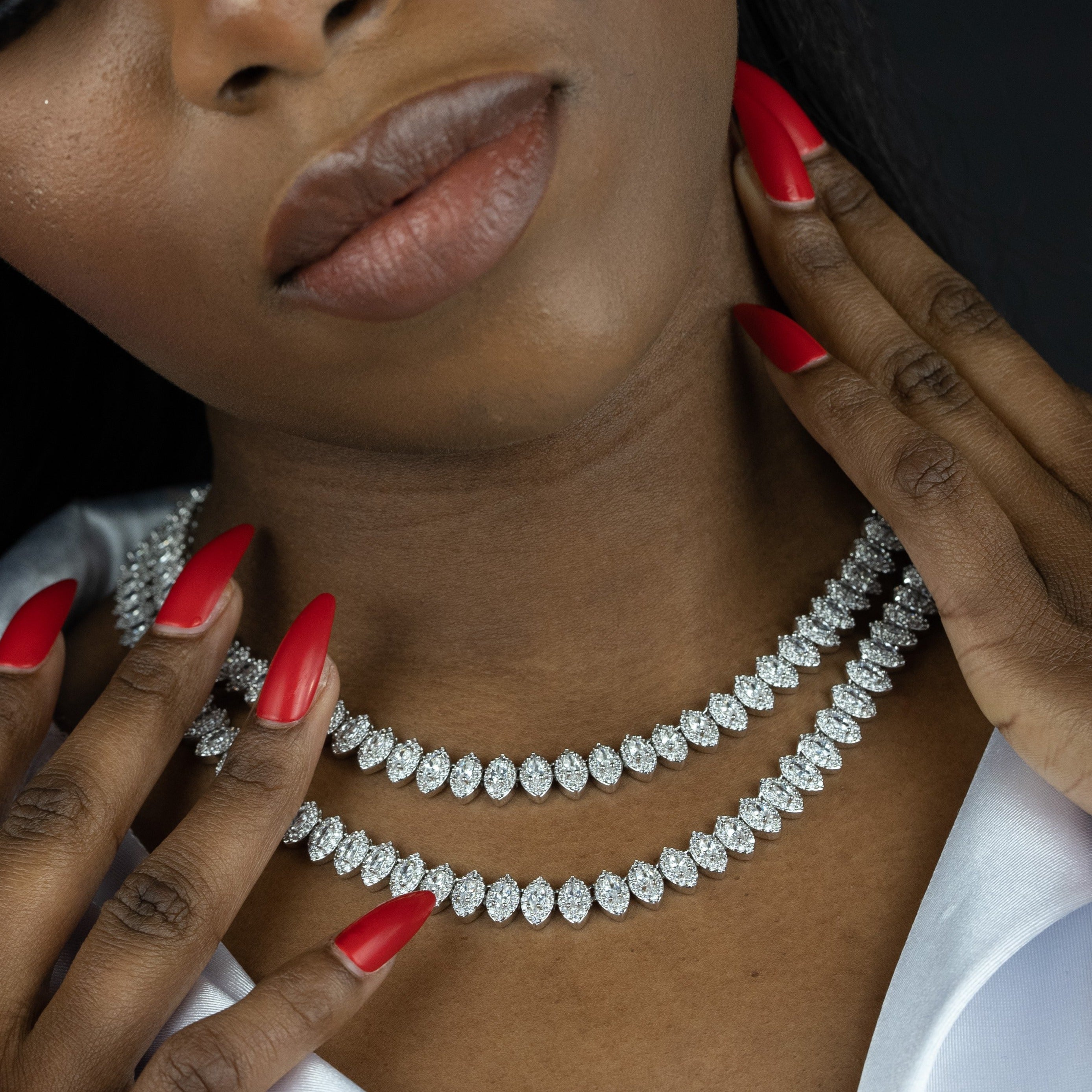 Silver Leaf Shape Diamond Chain