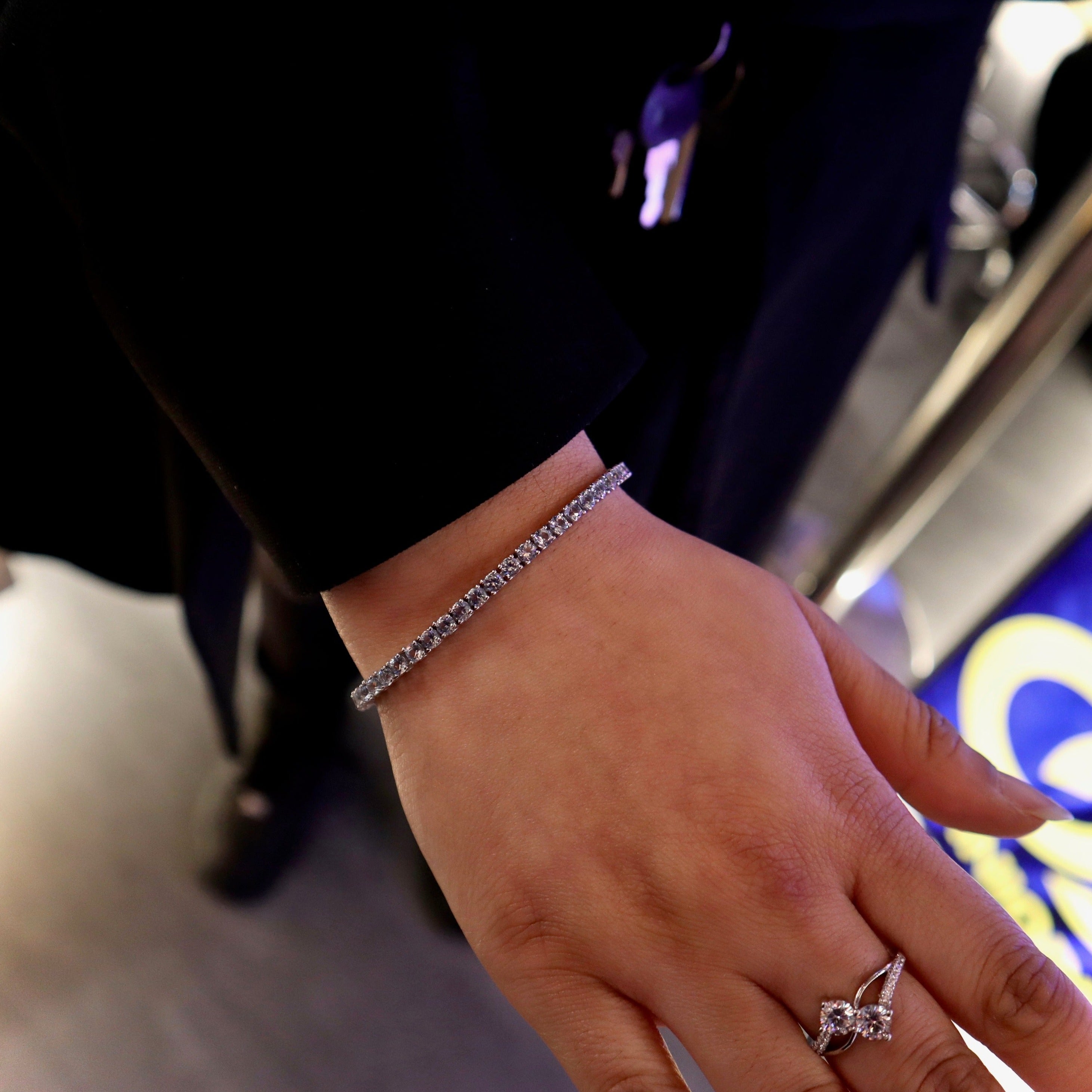 925 Silver Baby Blue Tennis Bracelet