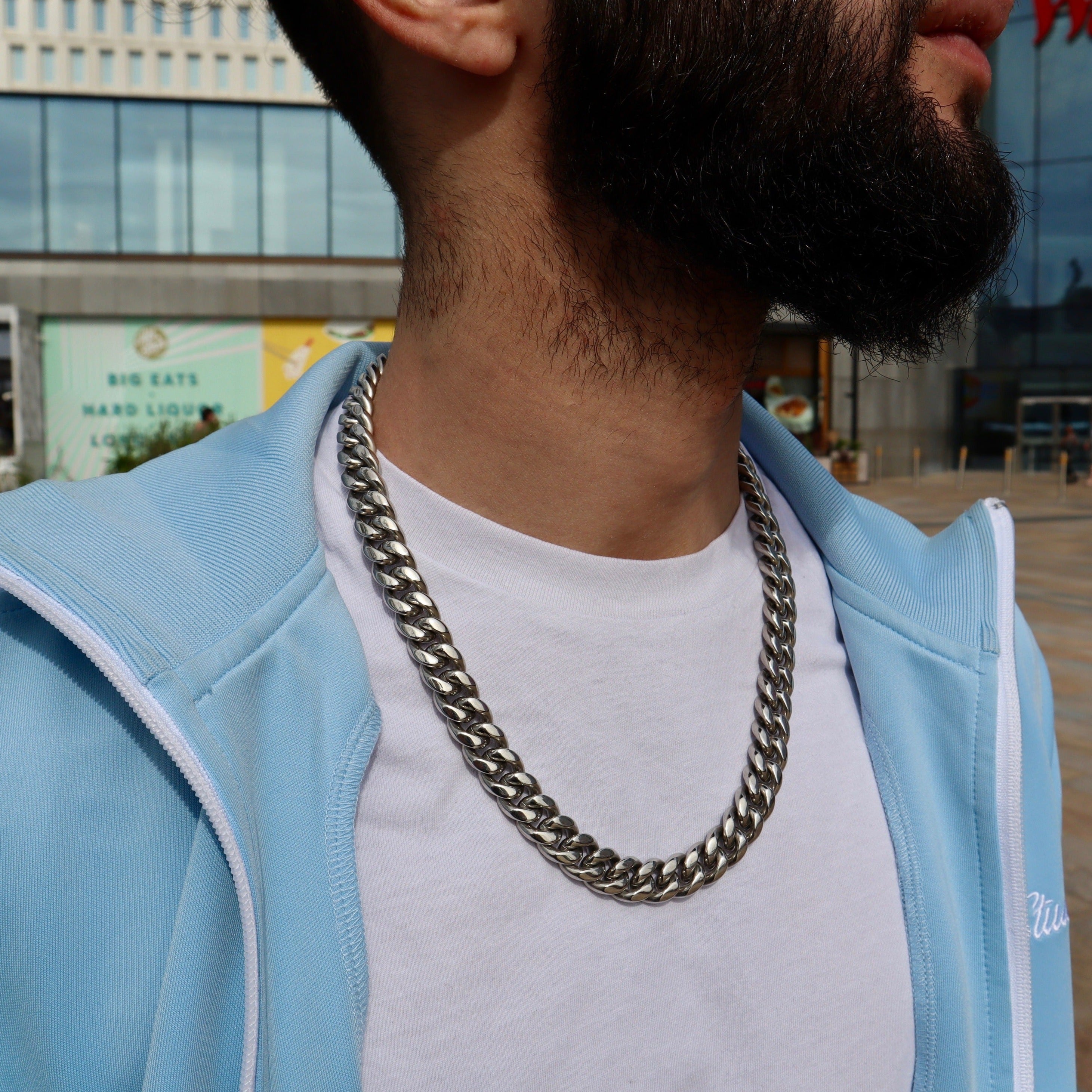 12mm Silver Cuban Stainless Steel