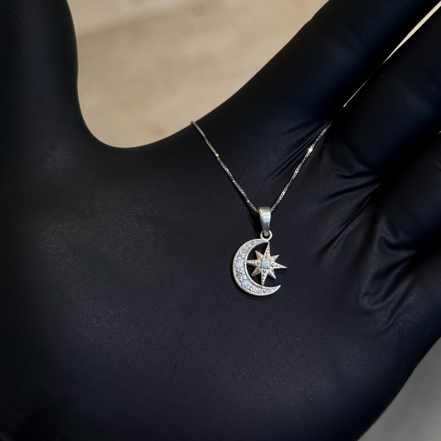 Opal Moon Star Pendant