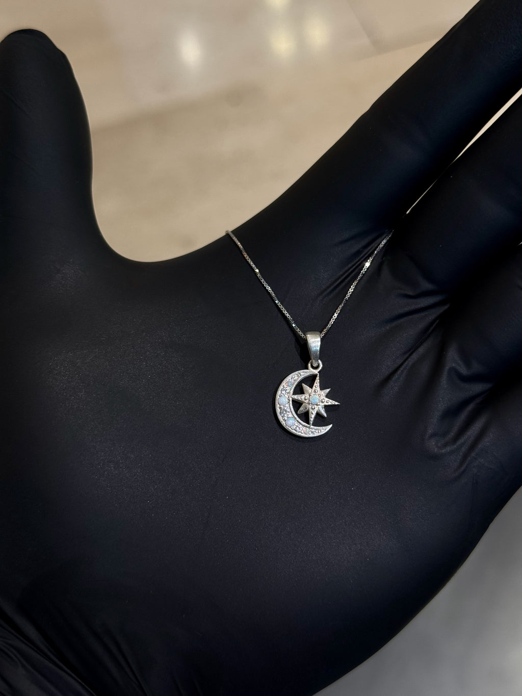 Opal Moon Star Pendant