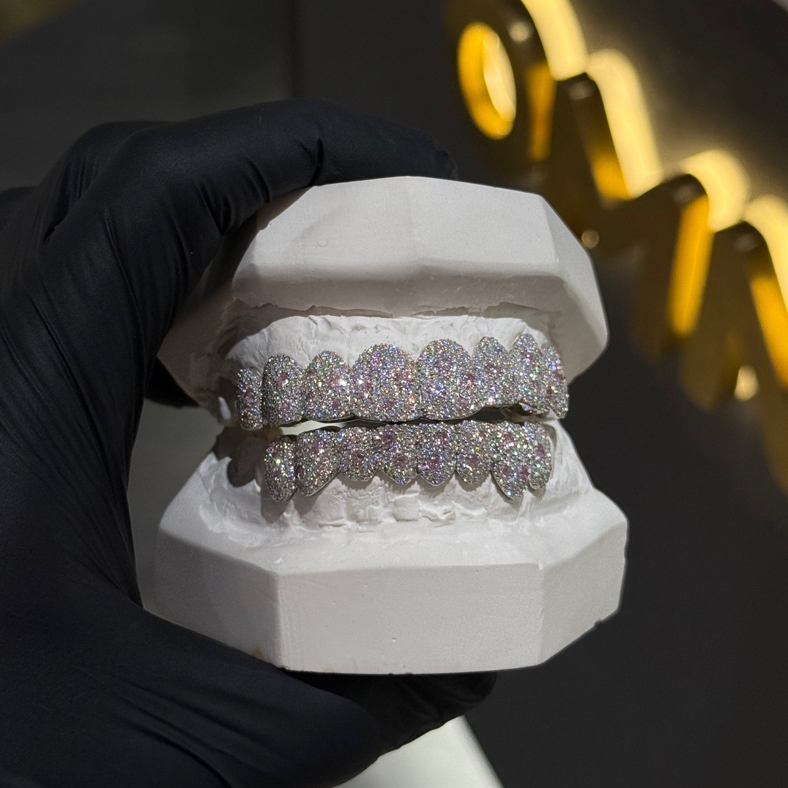 Baby Pink ICED out Mosaic Grillz