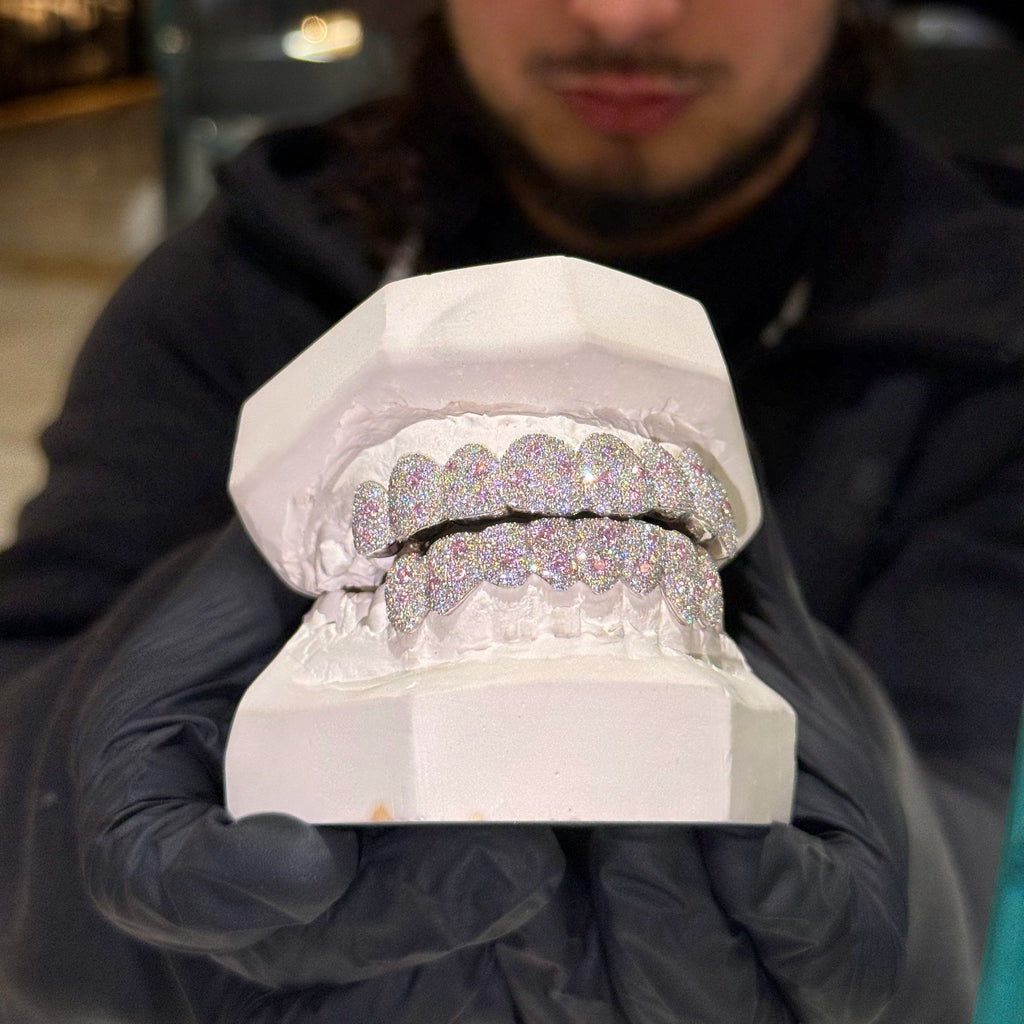 Baby Pink ICED out Mosaic Grillz
