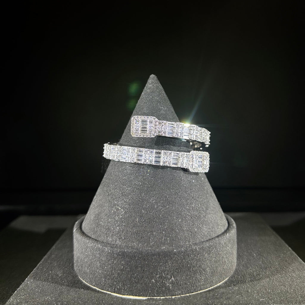 925 Solid Silver Iced Baguette Bangle