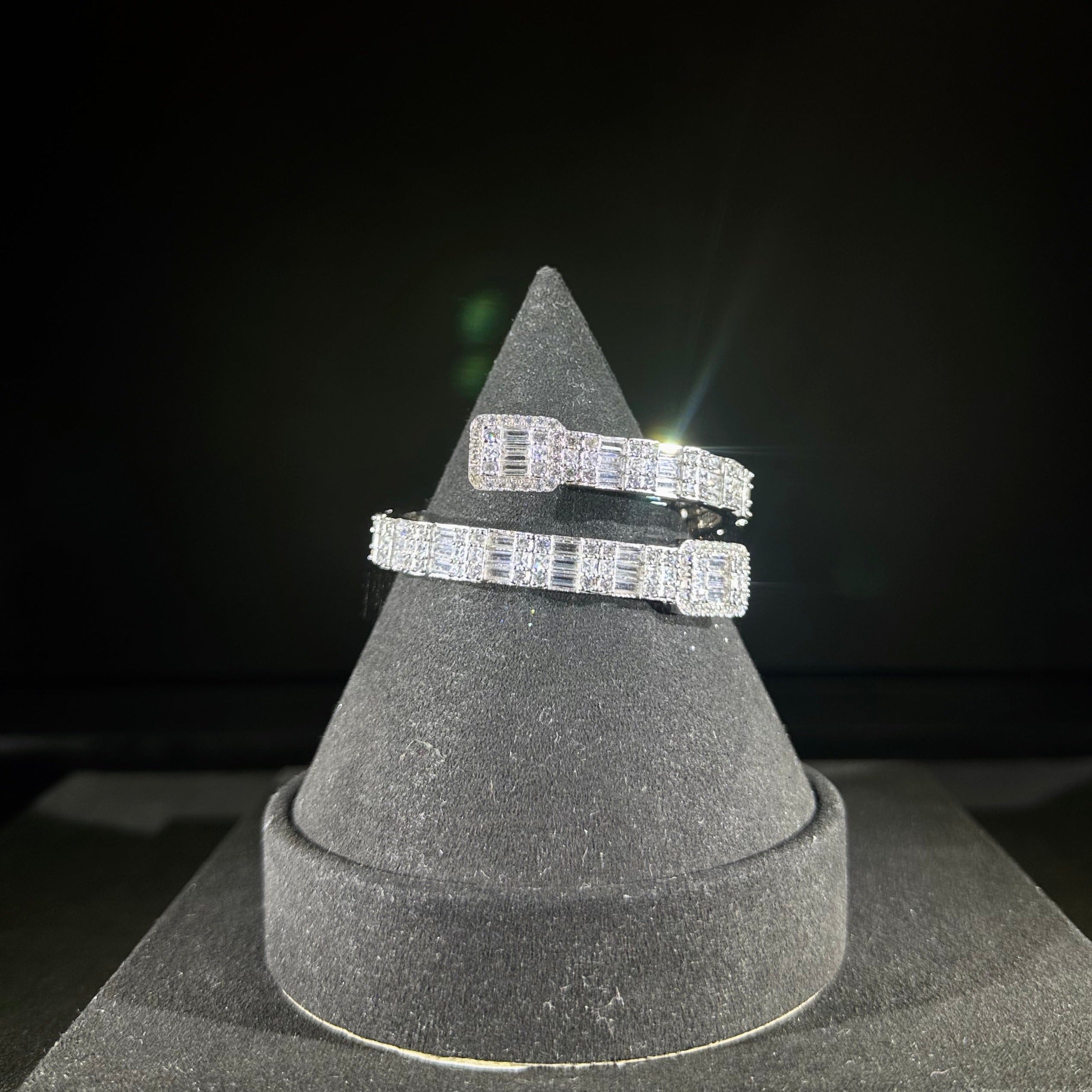 925 Solid Silver Iced Baguette Bangle