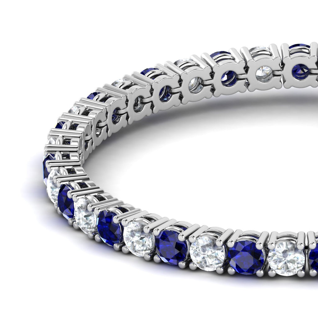 Lagoon Blue and Clear Sterling Silver Tennis Bracelet