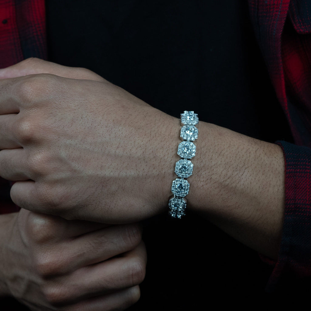 Solitaire Cluster Silver Tennis Bracelet