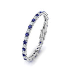 Lagoon Blue and Clear Sterling Silver Tennis Bracelet