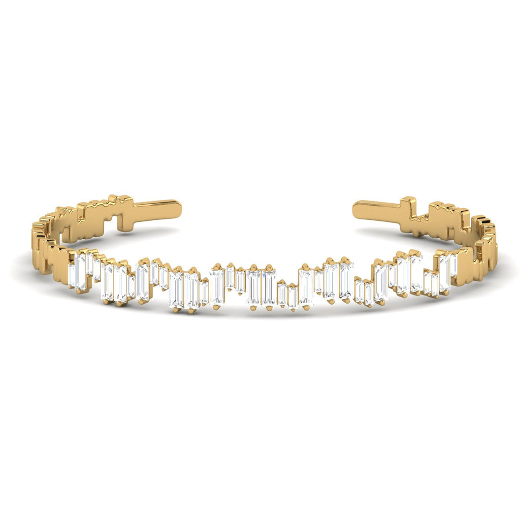 Gold Clustered Baguette Cut Bangle