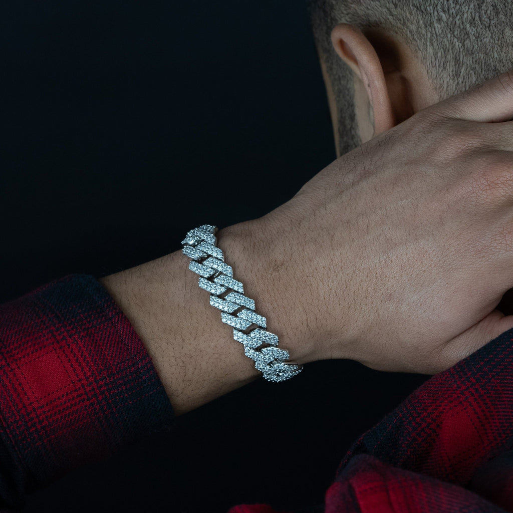 14mm Silver Prong Cuban Bracelet