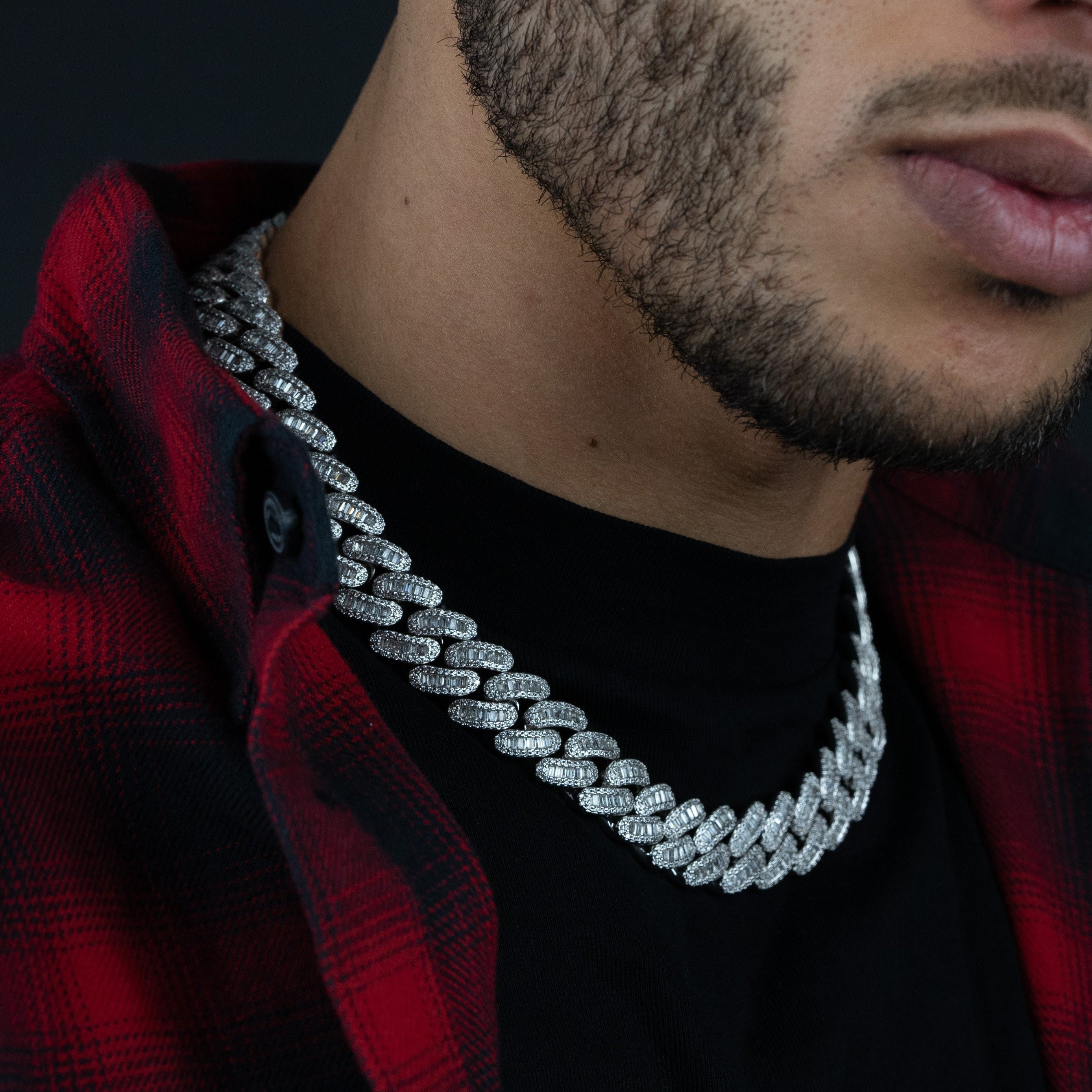 16mm Silver Baguette Cuban Chain