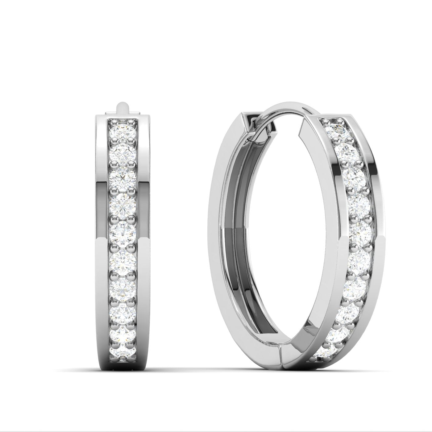 Silver-lined Single Row Hoops