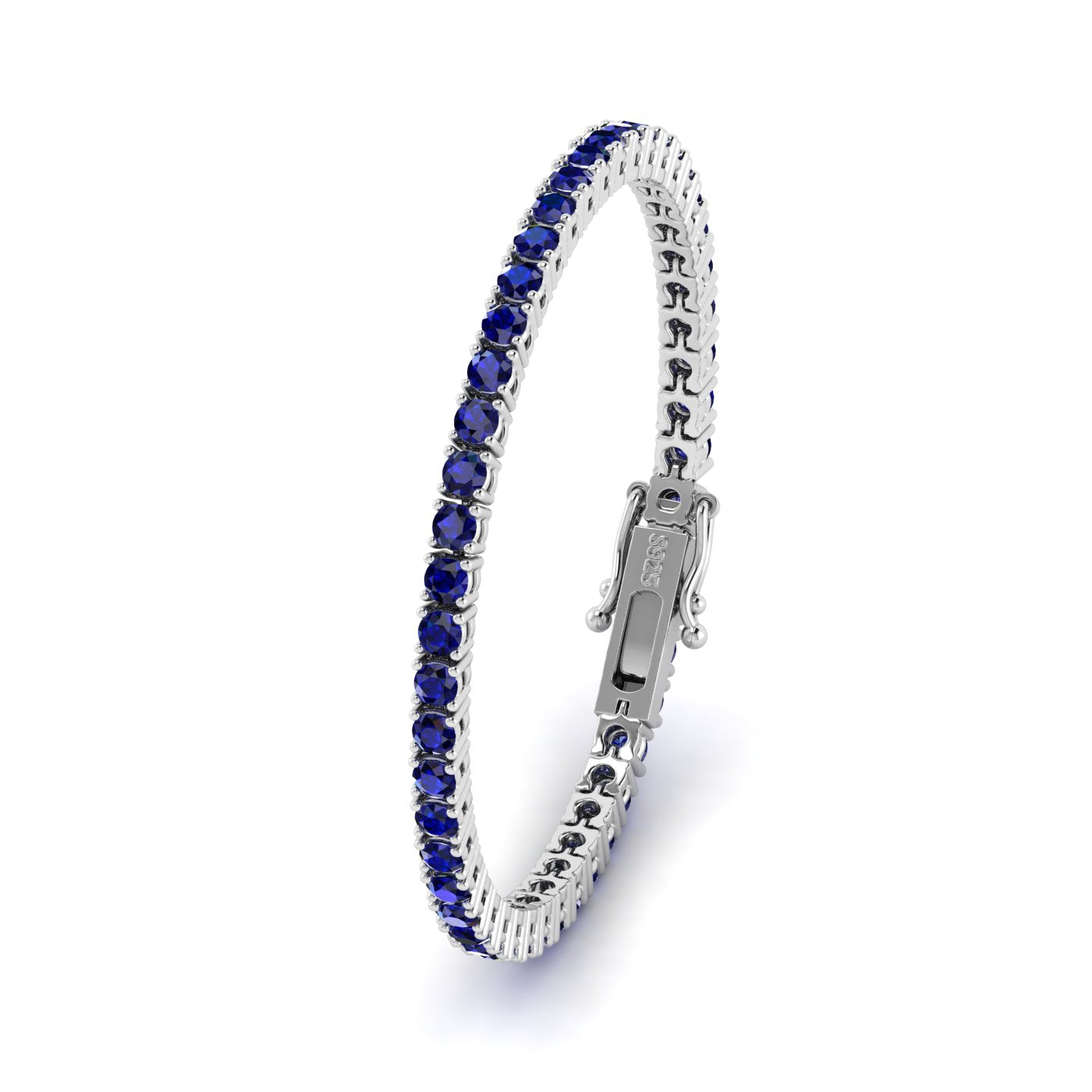 Lagoon Deep Blue Sterling Silver Tennis Bracelet
