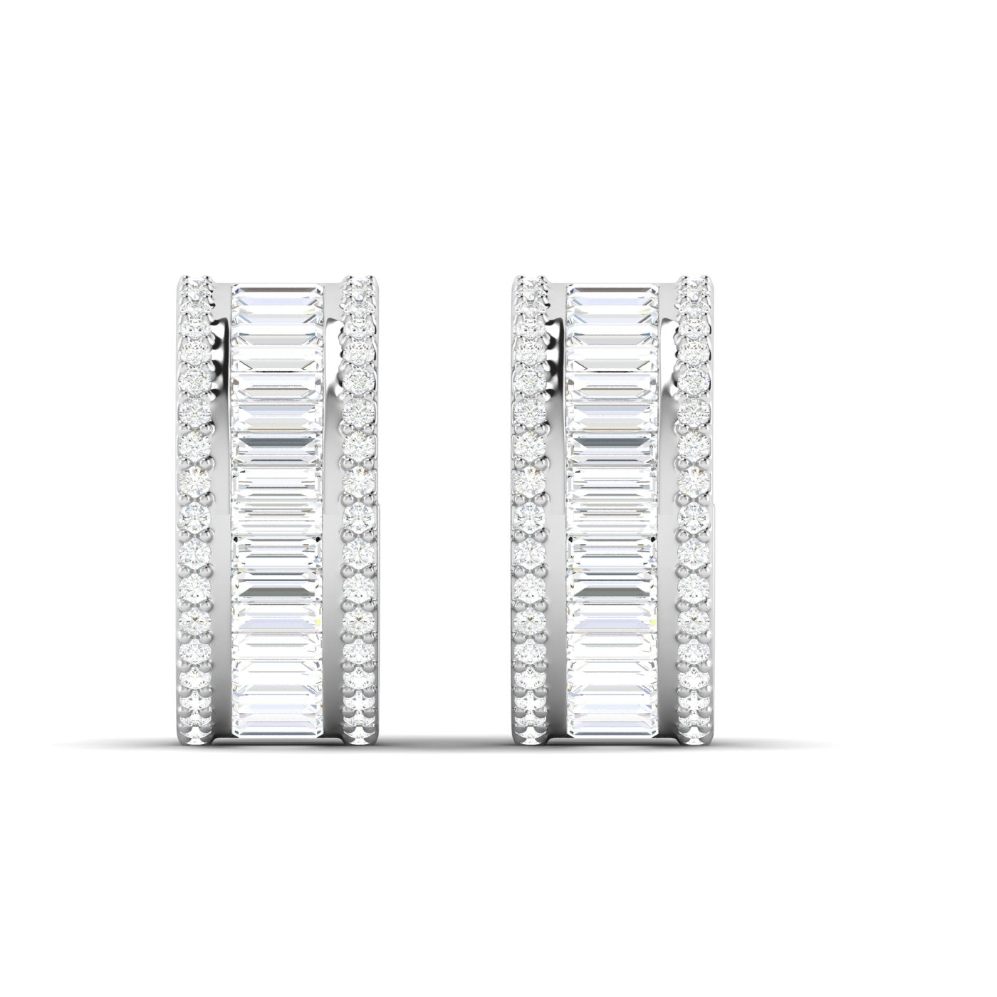 Bordered Baguette Cut Earrings