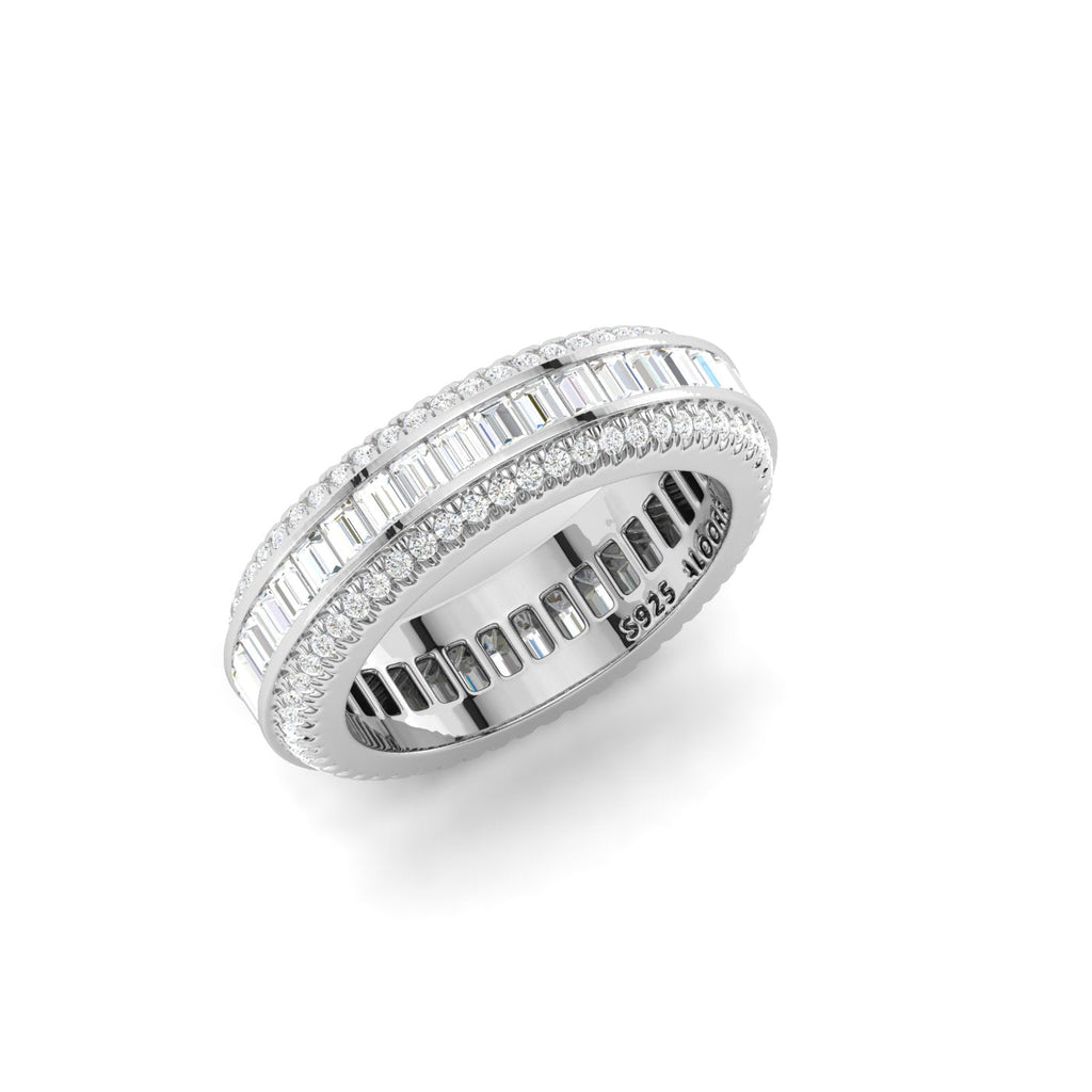 3 Row Baguette Eternity Band Ring