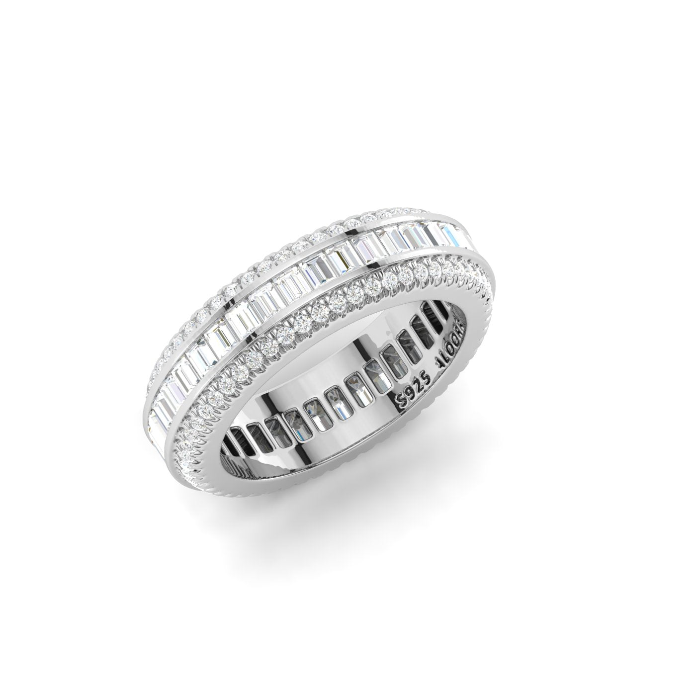 3 Row Baguette Eternity Band Ring