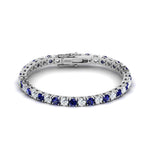 Lagoon Blue and Clear Sterling Silver Tennis Bracelet