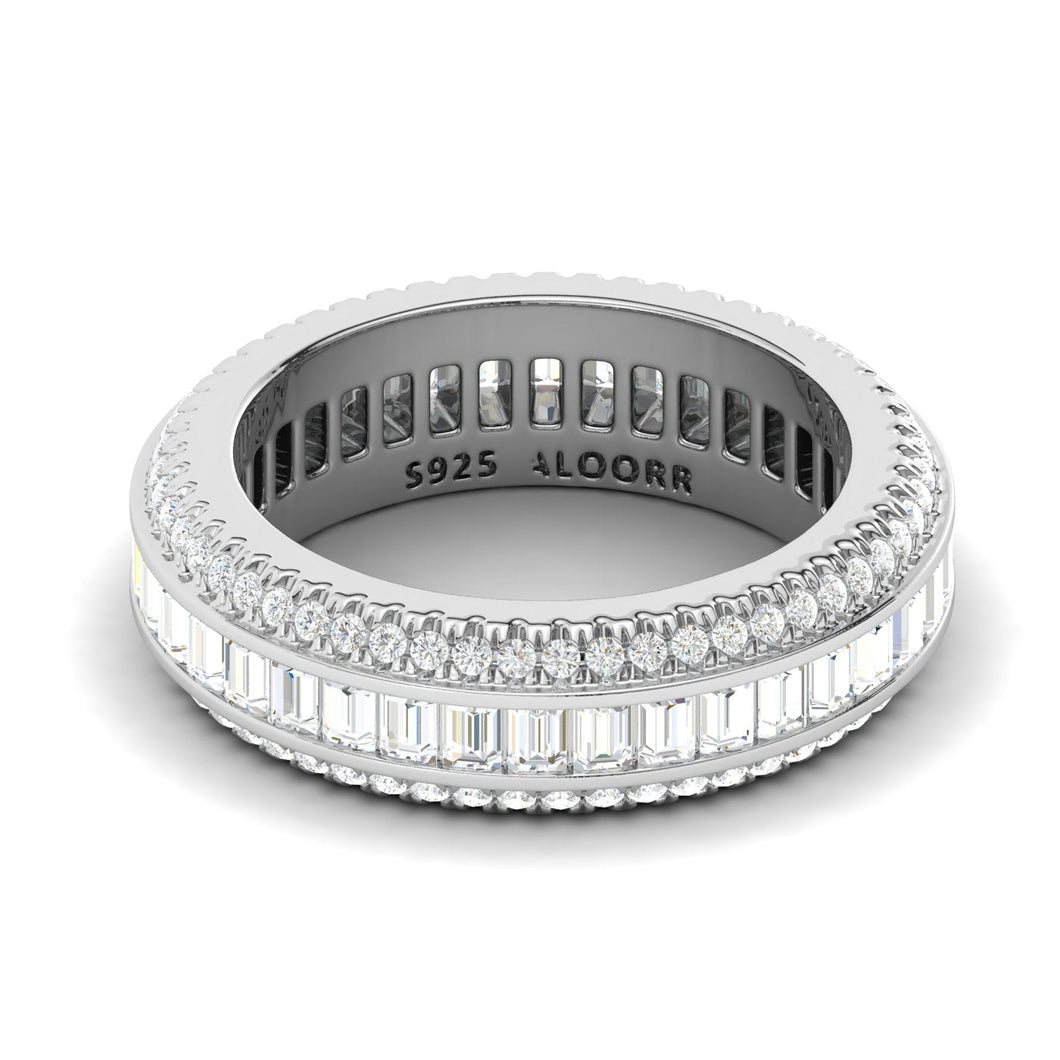 3 Row Baguette Eternity Band Ring