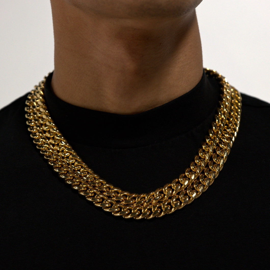 12mm Gold Cuban Chain Stainless Steel