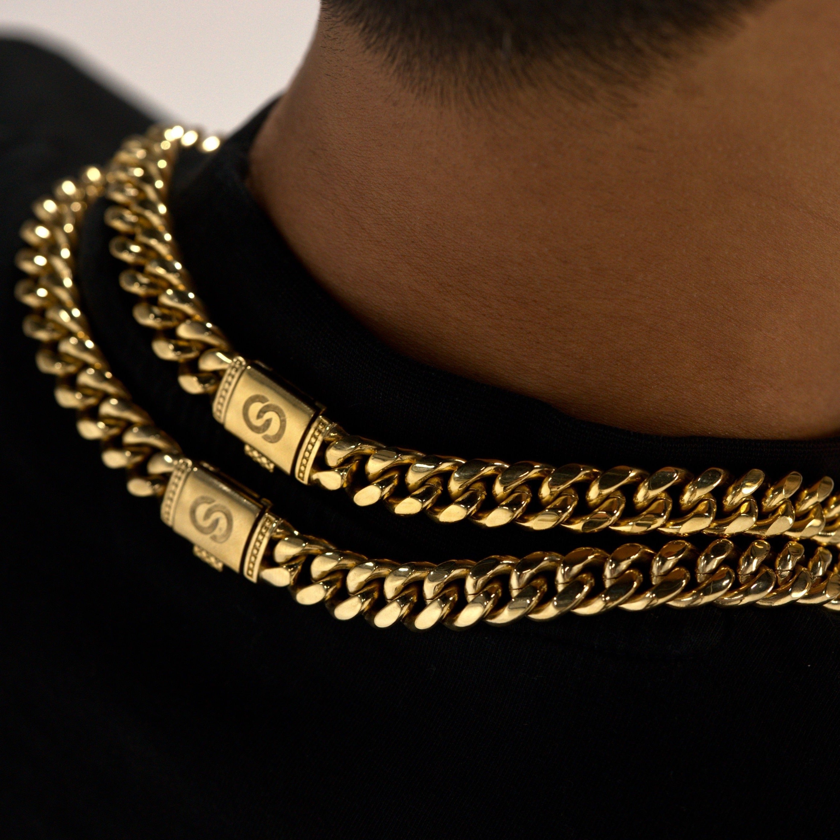 12mm Gold Cuban Chain Stainless Steel