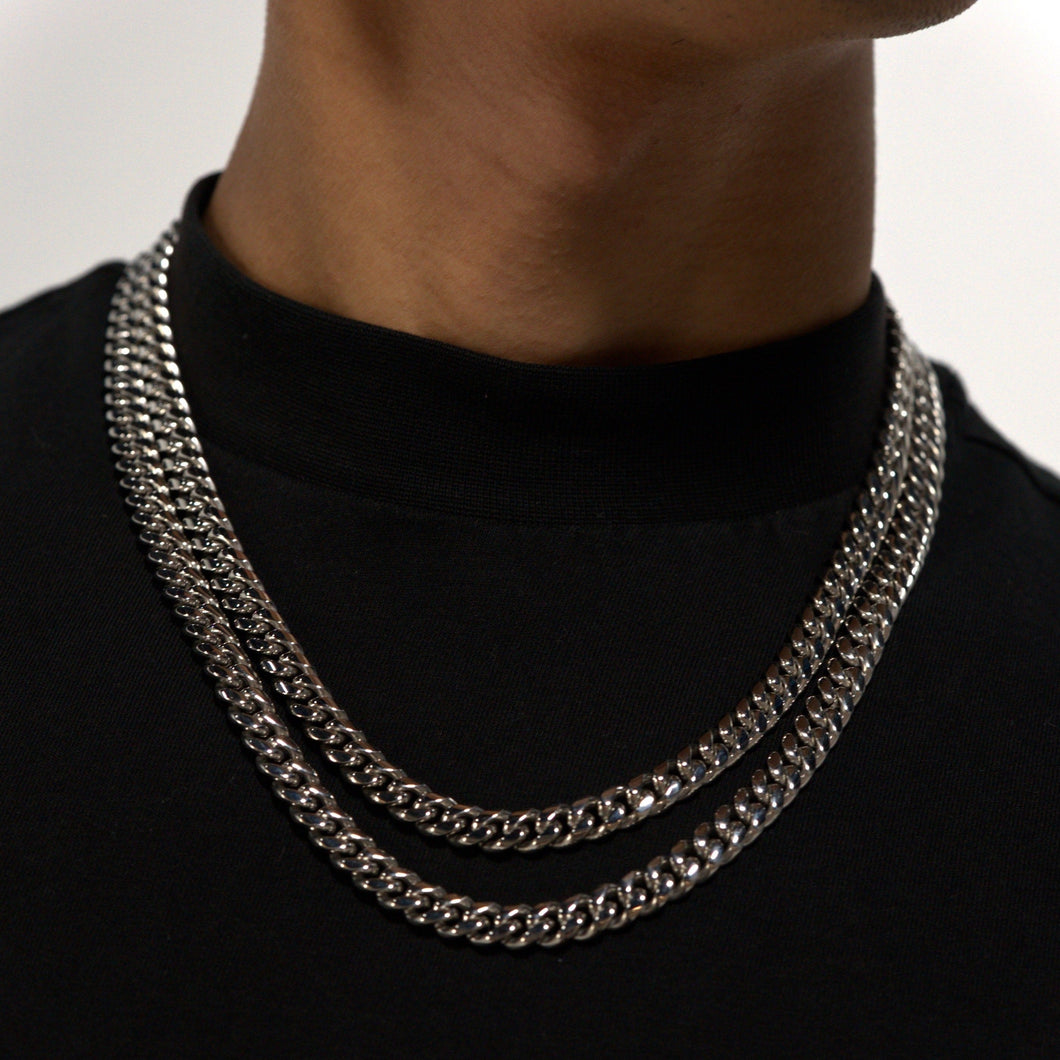 8mm Silver Cuban Chain Stainless Steel