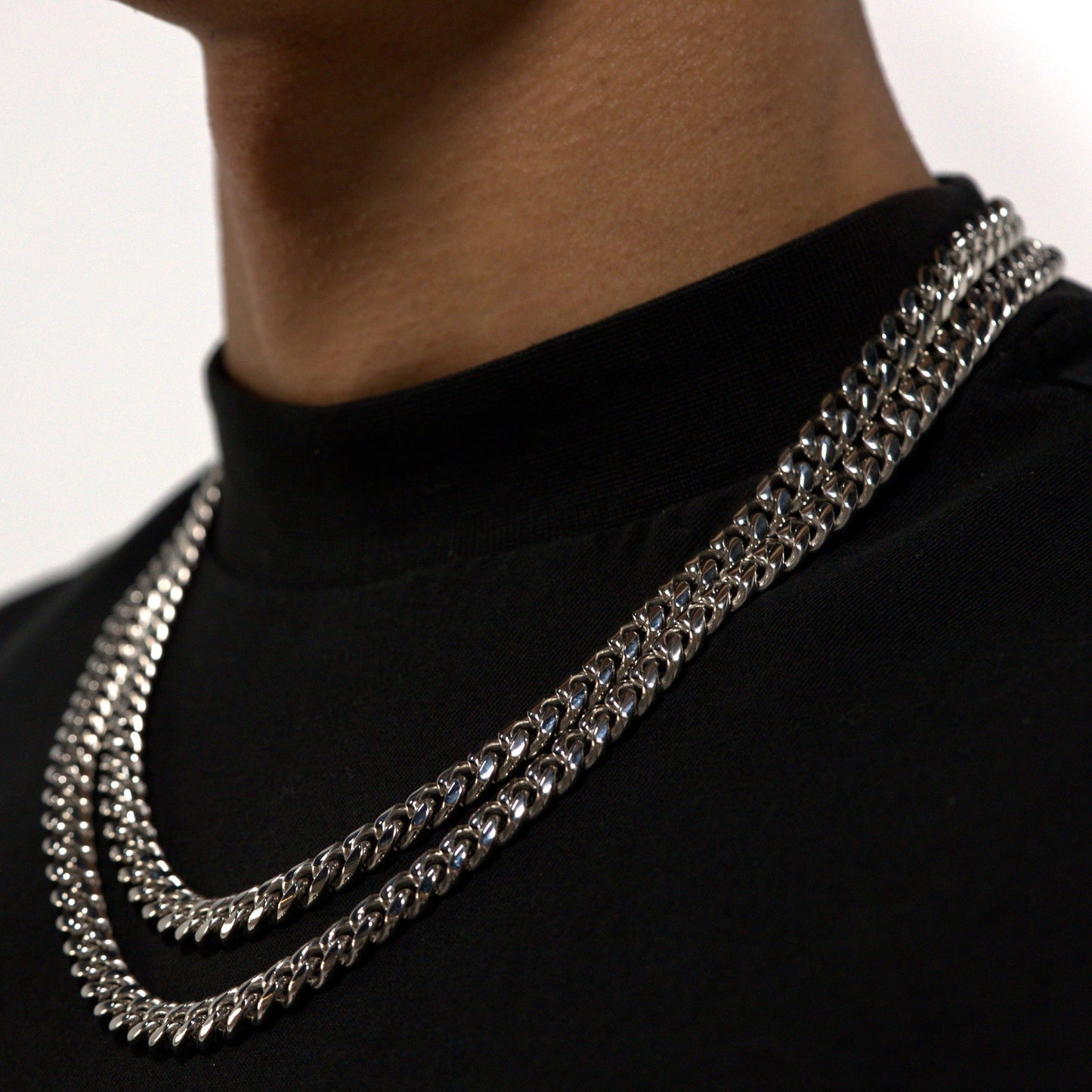 8mm Silver Cuban Chain Stainless Steel