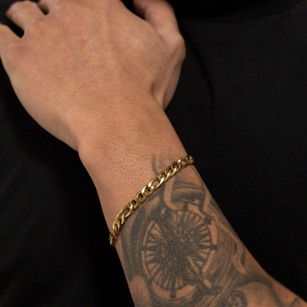 6mm Figaro Gold Chain Stainless Steel