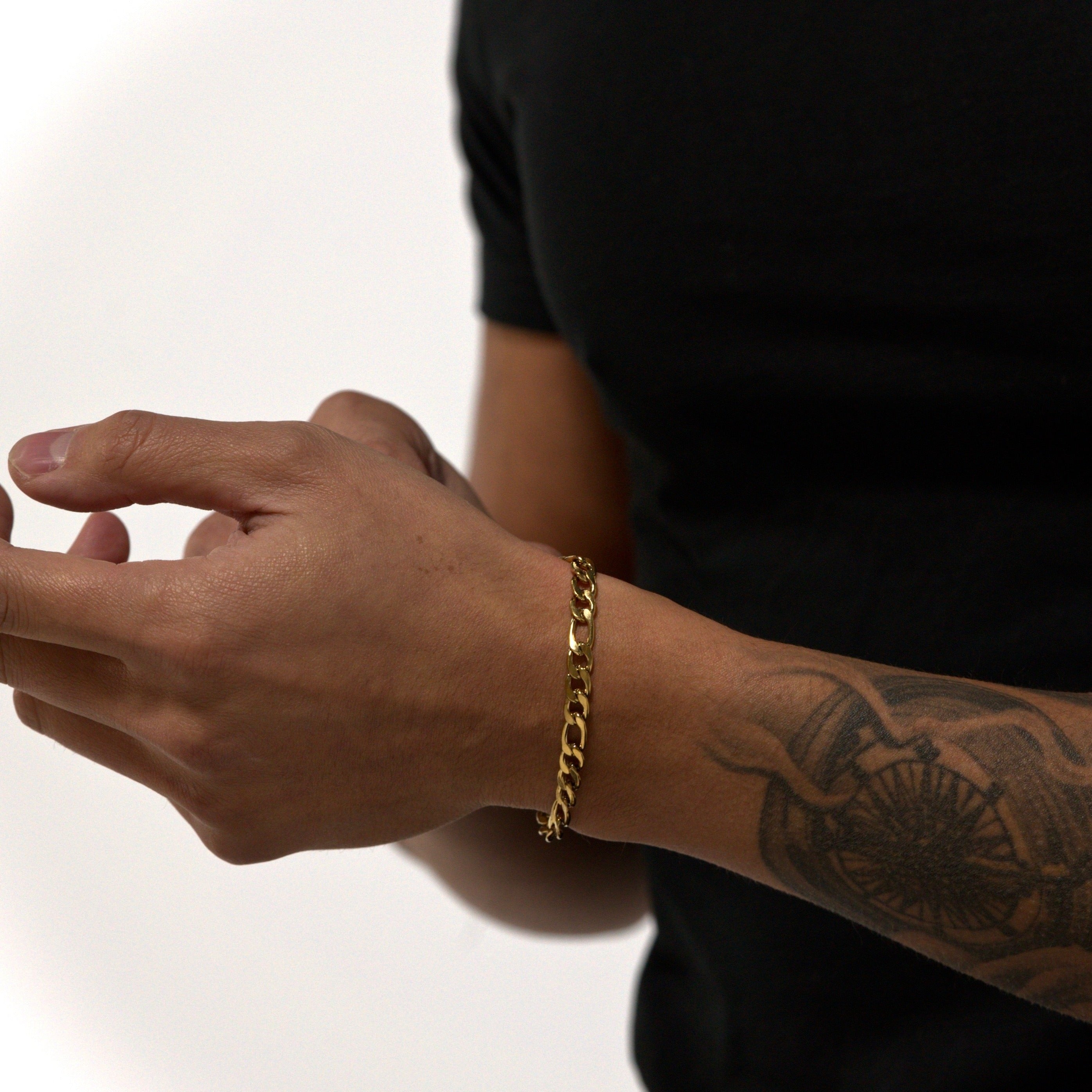 6mm Figaro Gold Chain Stainless Steel