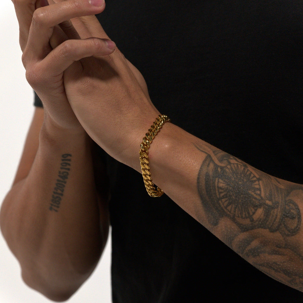 8mm Gold Cuban Bracelet Stainless Steel