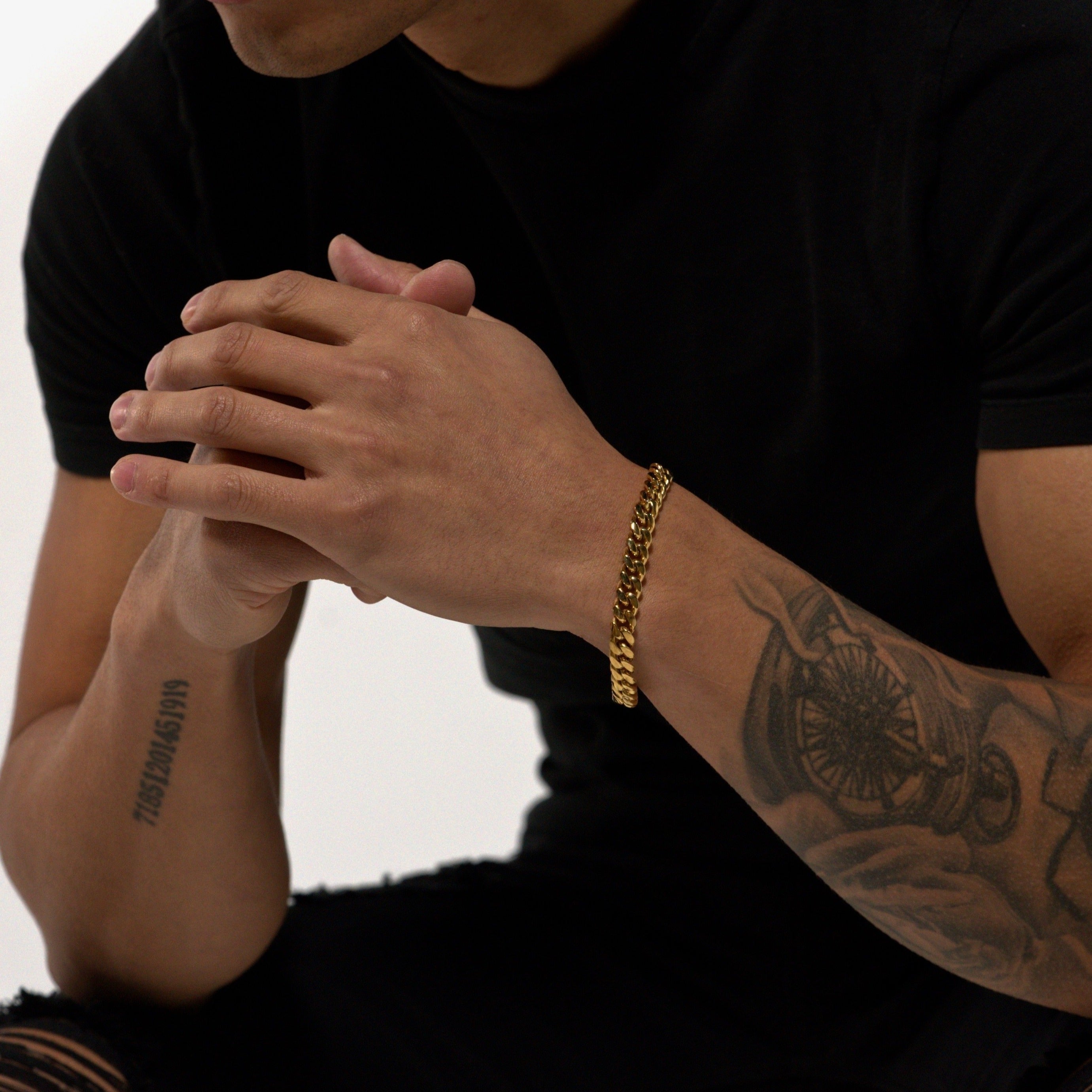 8mm Gold Cuban Bracelet Stainless Steel