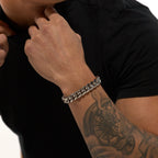 12mm Cuban Silver Bracelet Stainless Steel