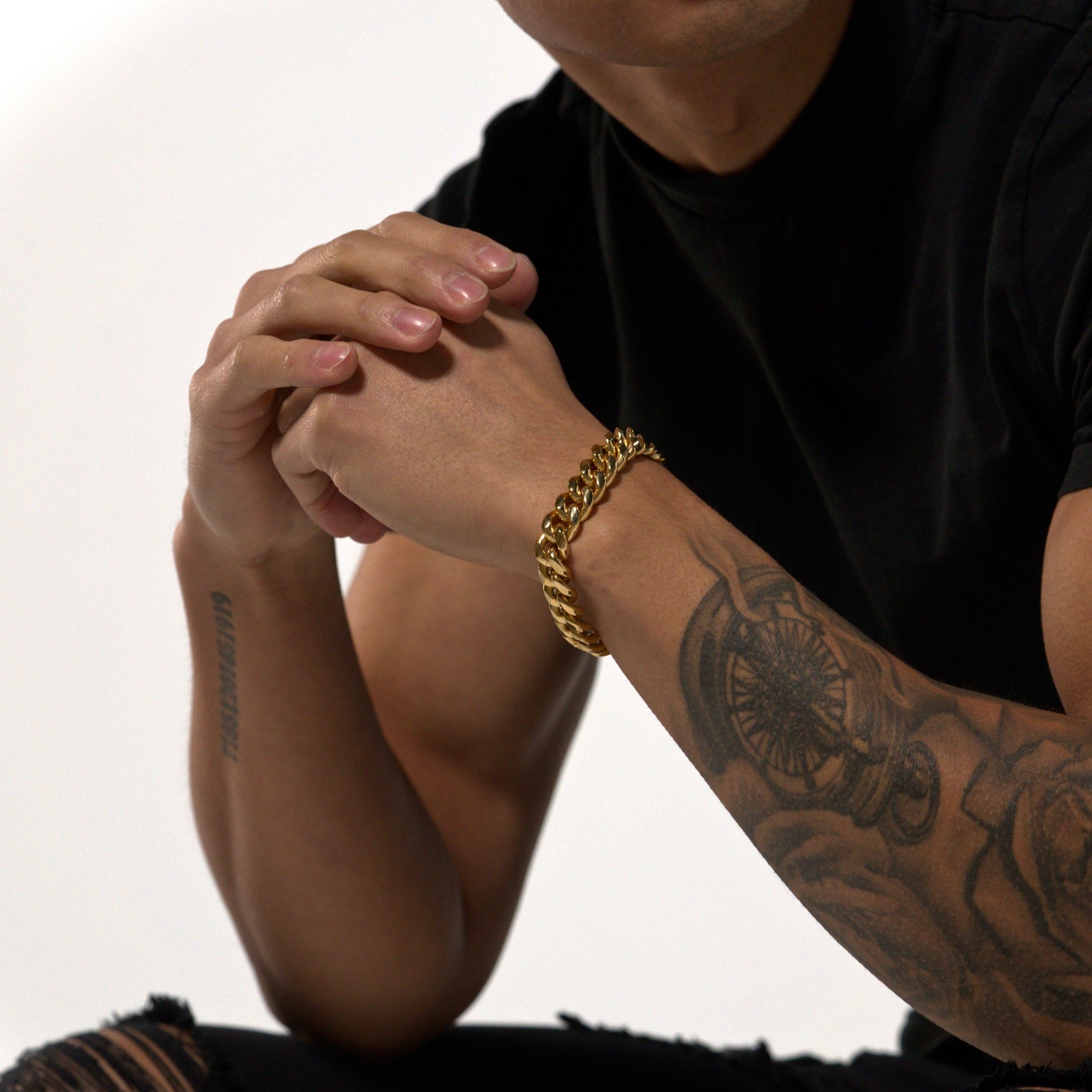 12mm Gold Cuban Bracelet Stainless Steel