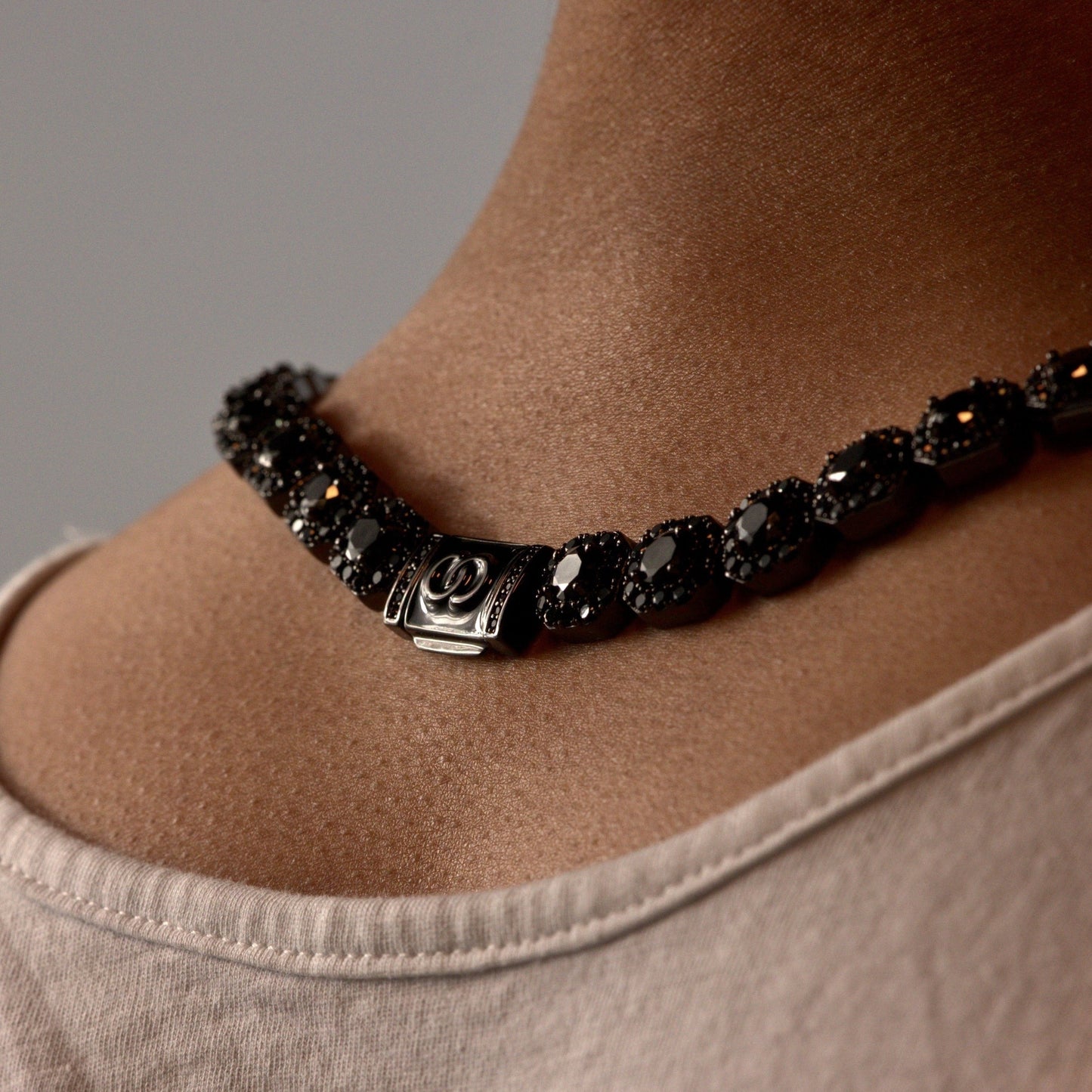 Black Iced Solitaire Cluster Chain