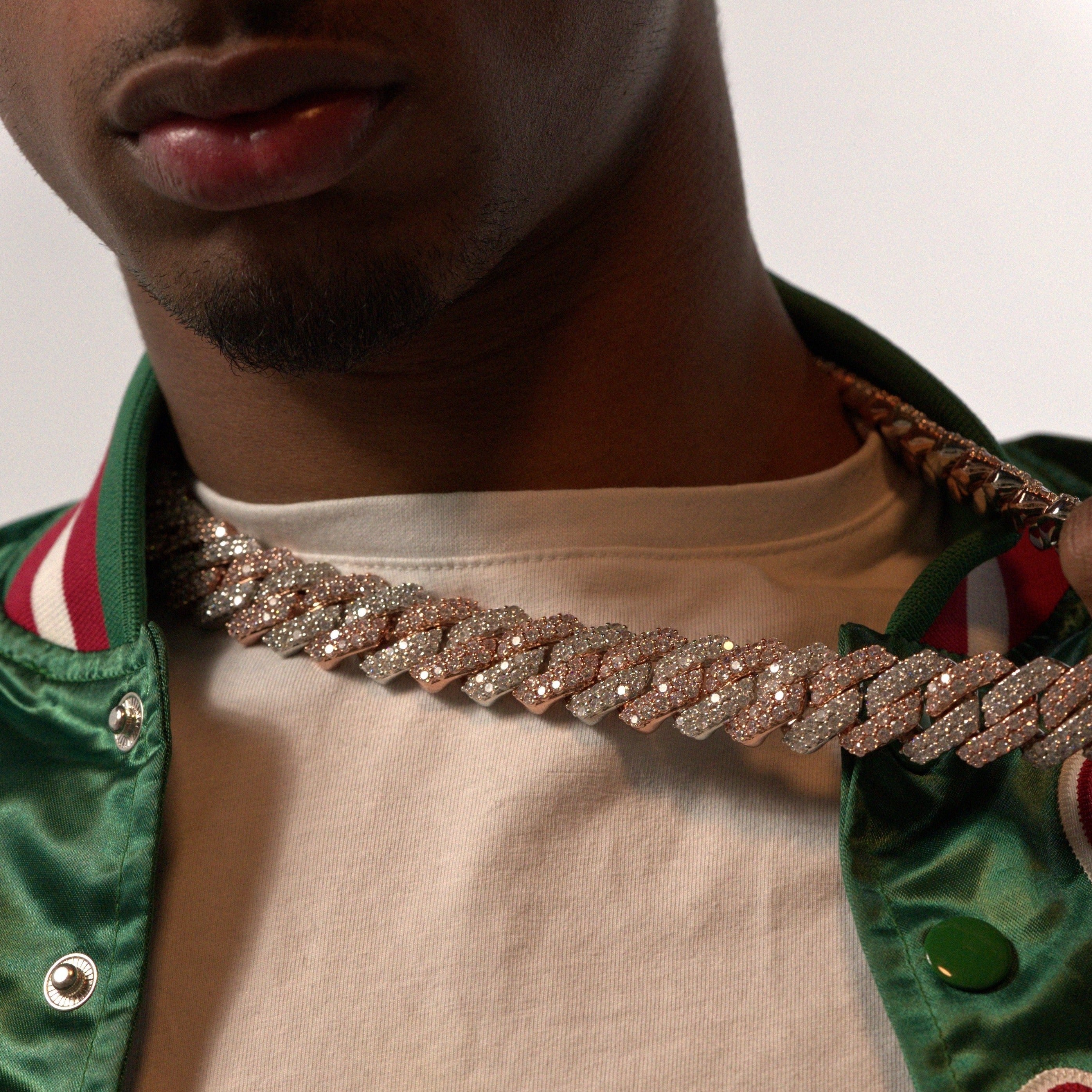 2-Tone Rose and Silver 19mm Prong Chain