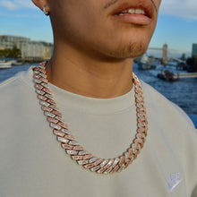 Load image into Gallery viewer, 2-Tone Rose and Silver 21mm Sharp Baguette Cuban

