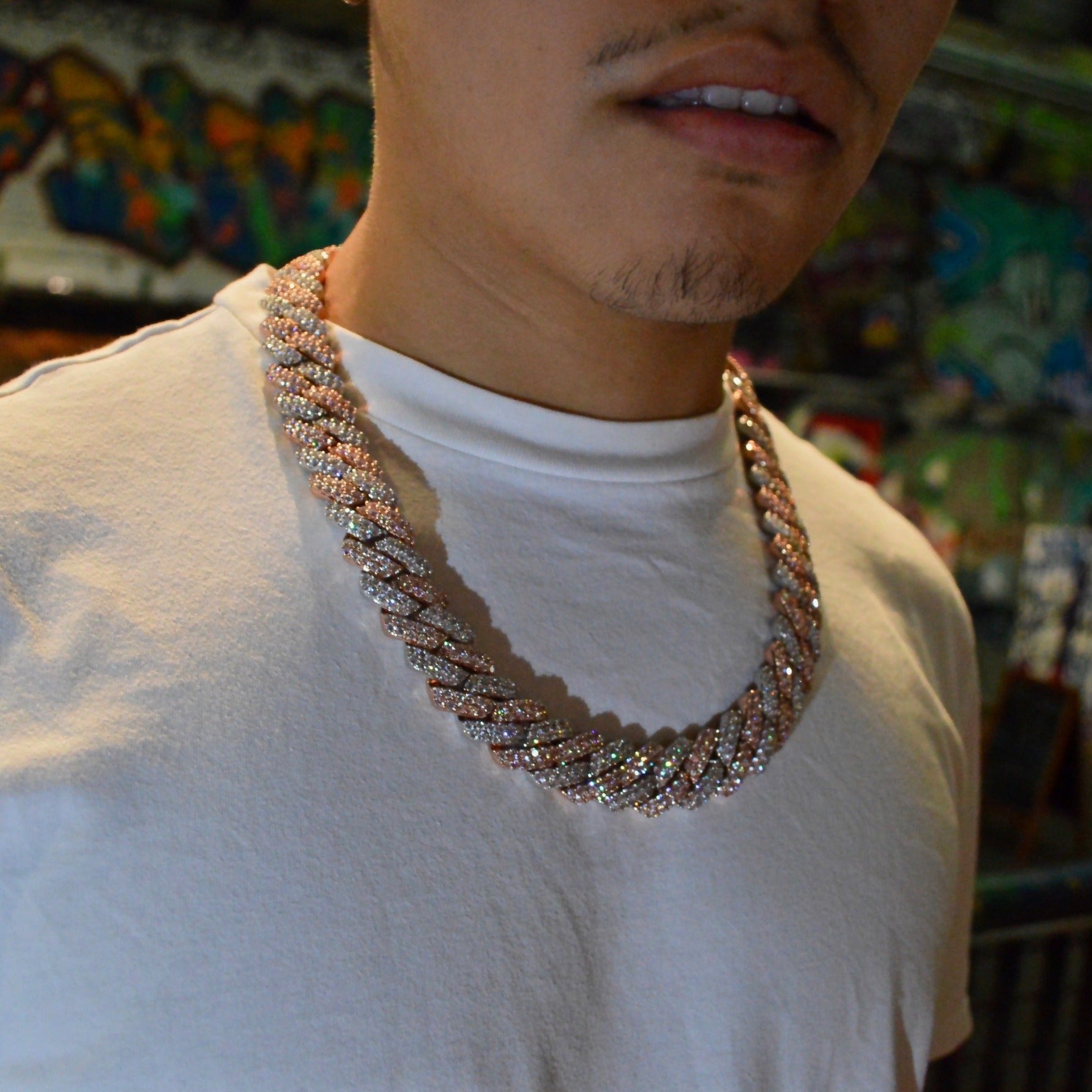 2-Tone Rose and Silver 19mm Prong Chain