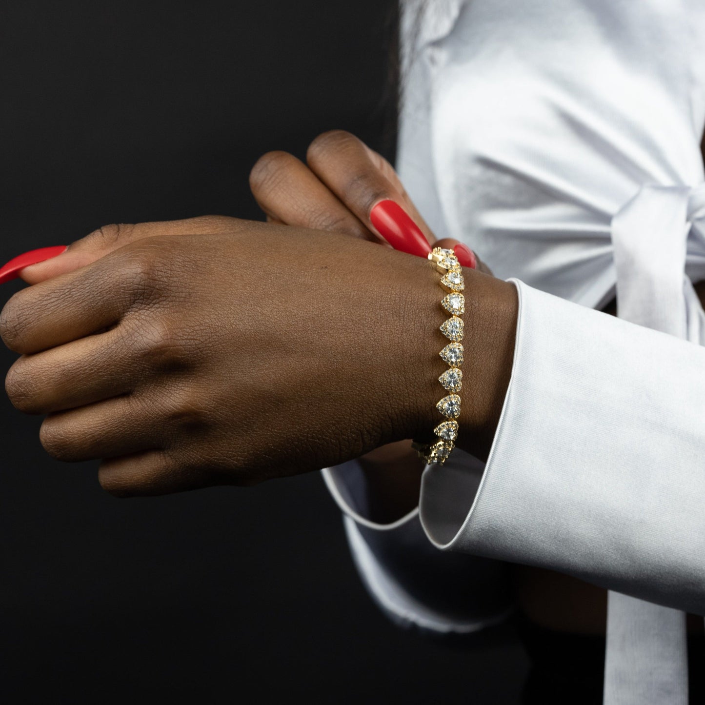 Gold Heart Shaped Diamond Bracelet